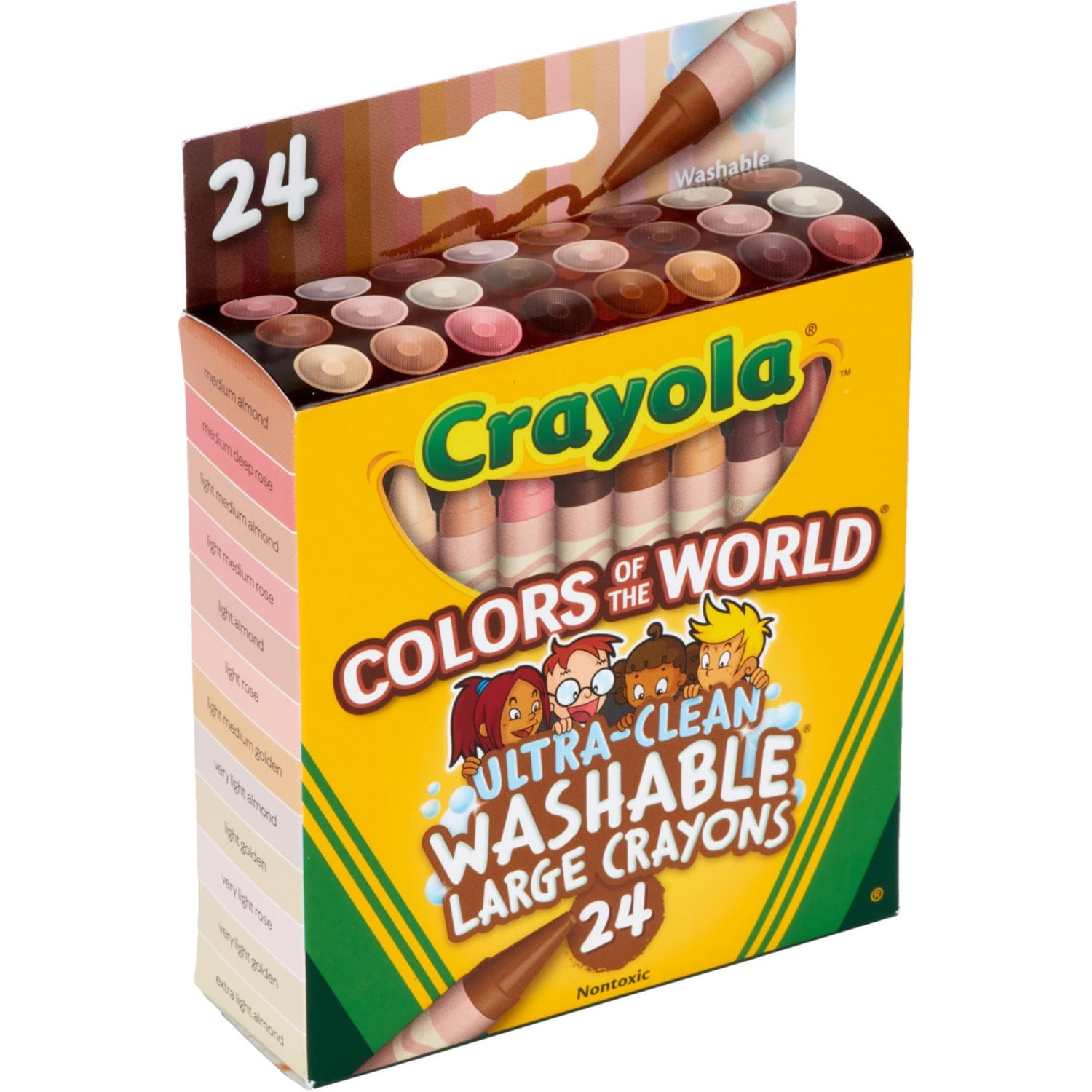 Crayola Ultra-Clean Washabe Large Crayons - Assorted, Almond, Rose, Gold - 24 / Pack - Image 3