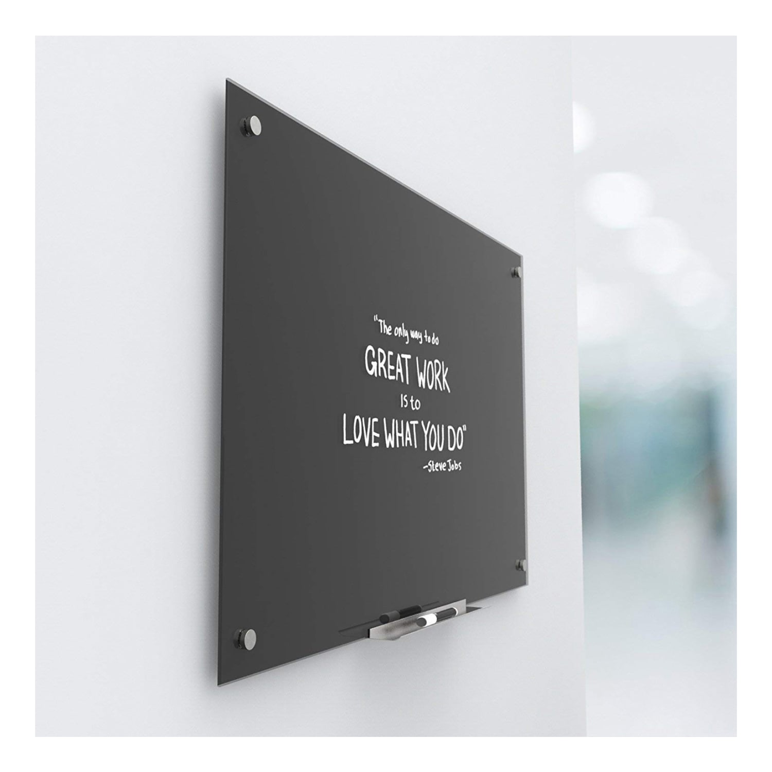 U Brands Non-Magnetic Glass Dry-Erase Board, 72in X 48in, Black Surface, Frameless, Actual Size 70in X 47in (173U00-01) - Image 3