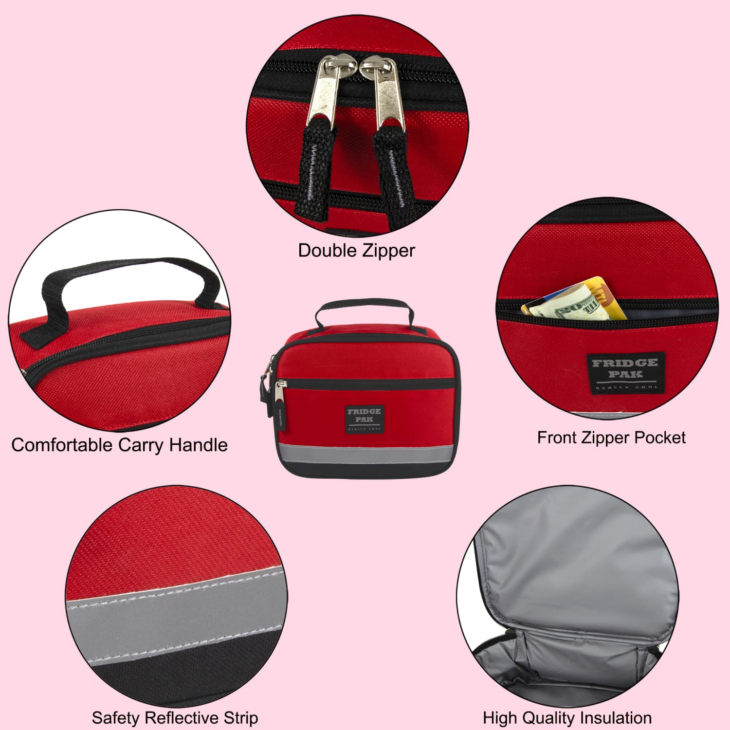 Fridge Pak Lunch Boxes With Clips, 7-1/4inH x 9inW x 4inD, Gray/Red/Navy/Green/Blue, Pack Of 24 Lunch Boxes - Image 3