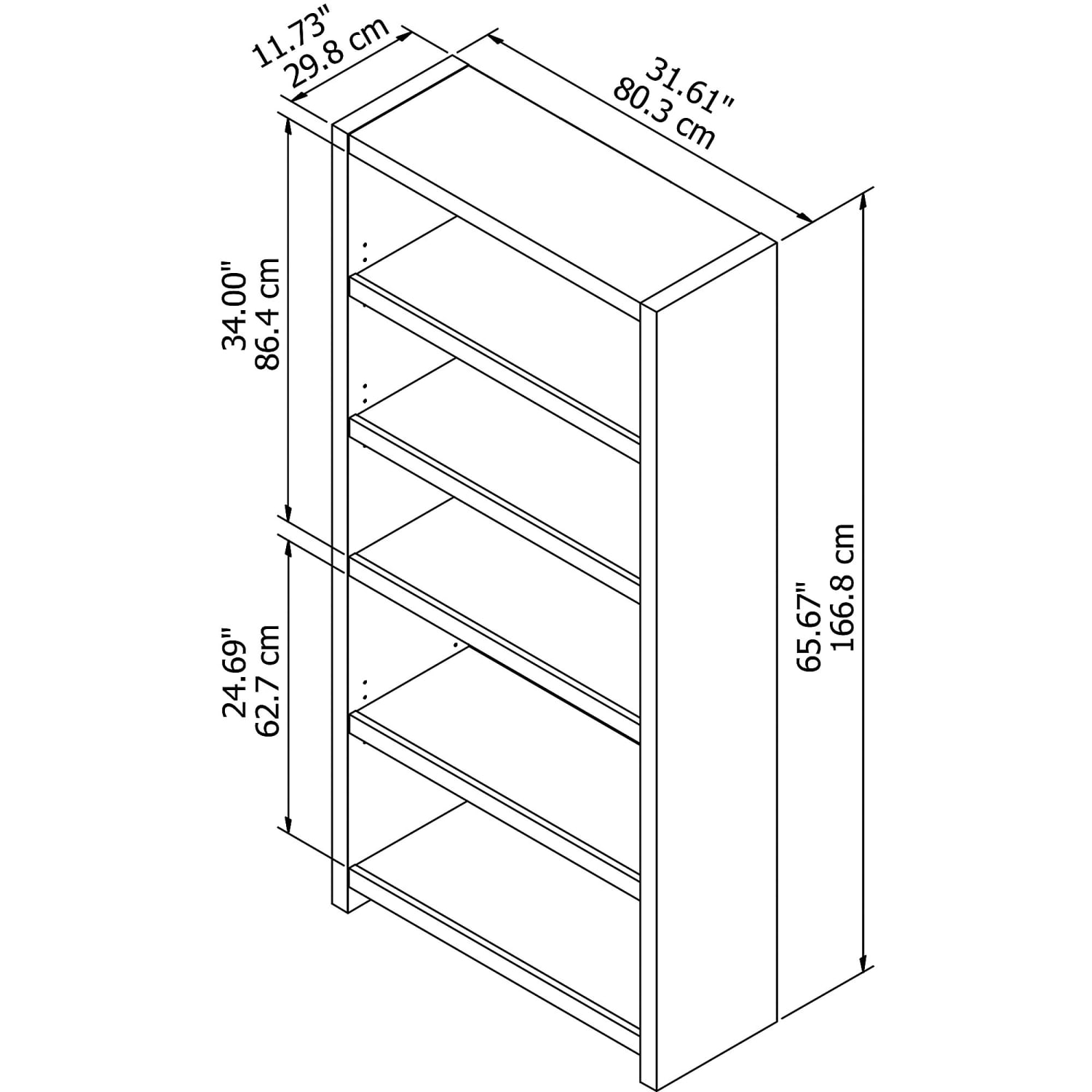 Bush Business Furniture Echo 66inH 5-Shelf Bookcase, Gray Sand, Standard Delivery - Image 6