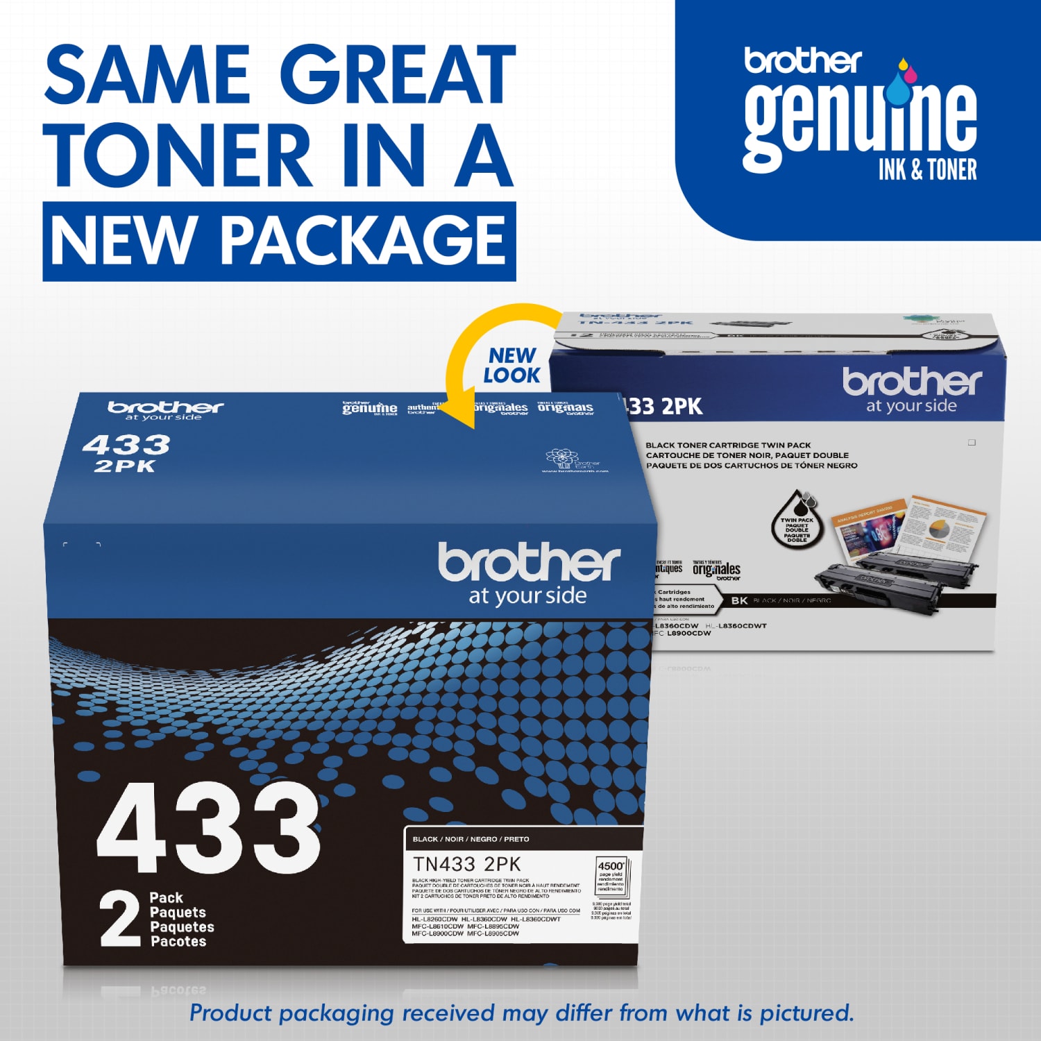 Brother TN-433 Black High Yield Toner Cartridges, Pack Of 2, TN-433BK - Image 4