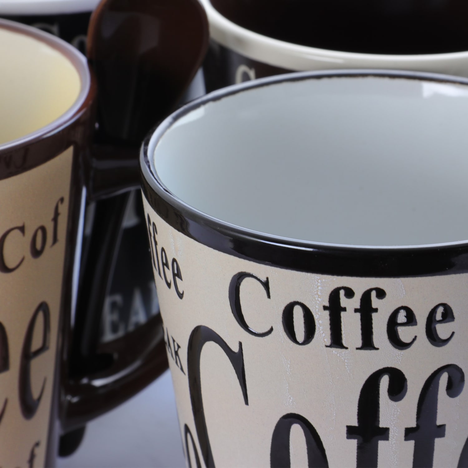 Mr. Coffee Mug And Spoon Set, Bareggio, 12 Oz., Taupe/Black, Set Of 4 Mugs With Matching Spoons - Image 5