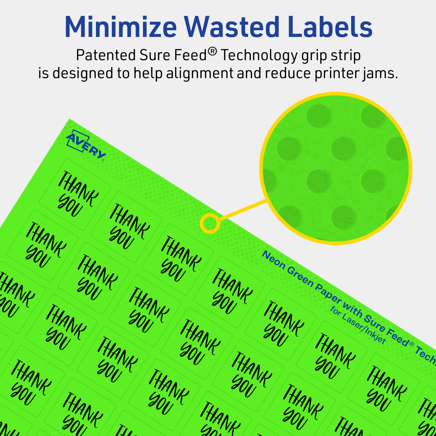 Avery Print-To-The-Edge Labels With Sure Feed Technology And Easy Peel, 94102-NGP40, Square, 3/4in x 3/4in, Matte Neon Green, Pack of 3200 - Image 5