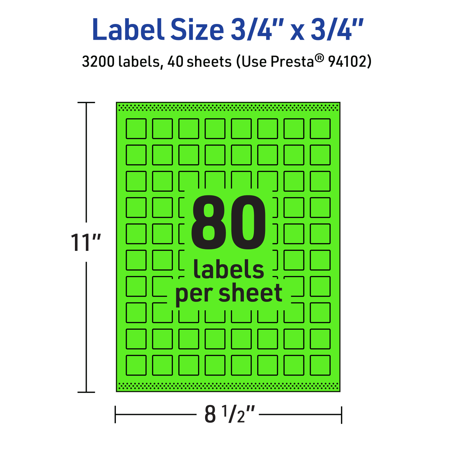 Avery Print-To-The-Edge Labels With Sure Feed Technology And Easy Peel, 94102-NGP40, Square, 3/4in x 3/4in, Matte Neon Green, Pack of 3200 - Image 6