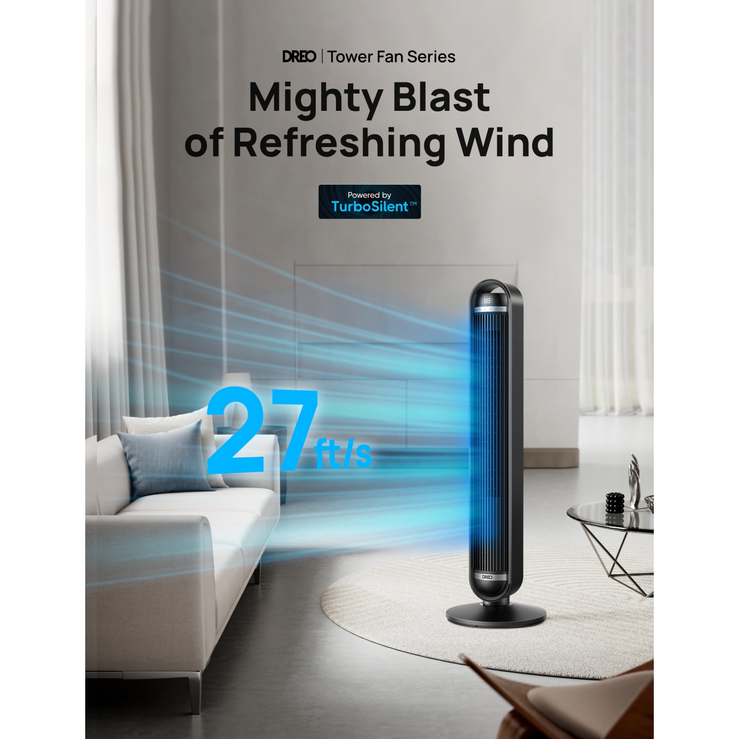 Dreo 42in Smart Tower Fan, Black, Total Qty 1 - Image 4