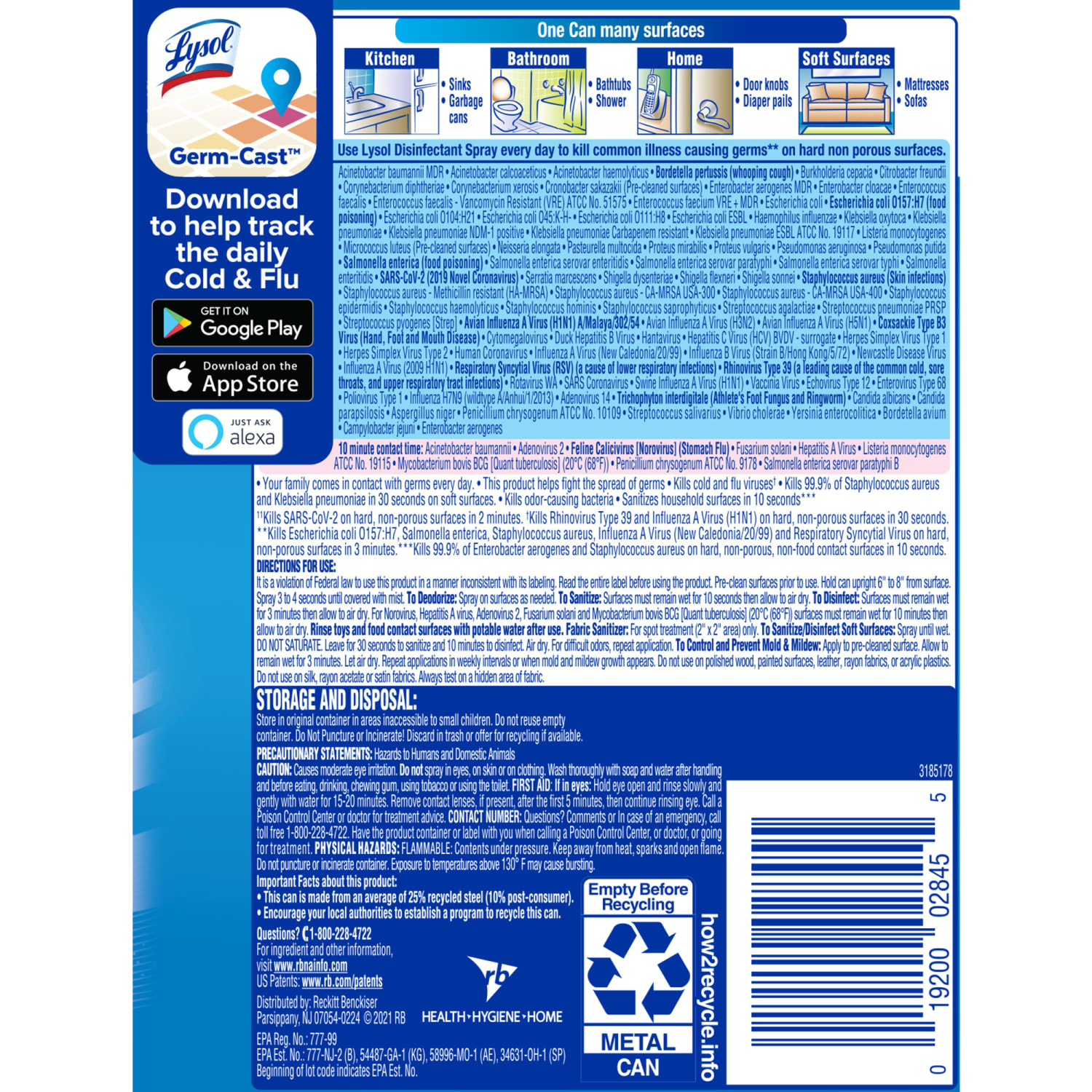 LYSOL Disinfectant Spray - Spring Waterfall 12.5 oz, Case of 12 Cans - Image 6