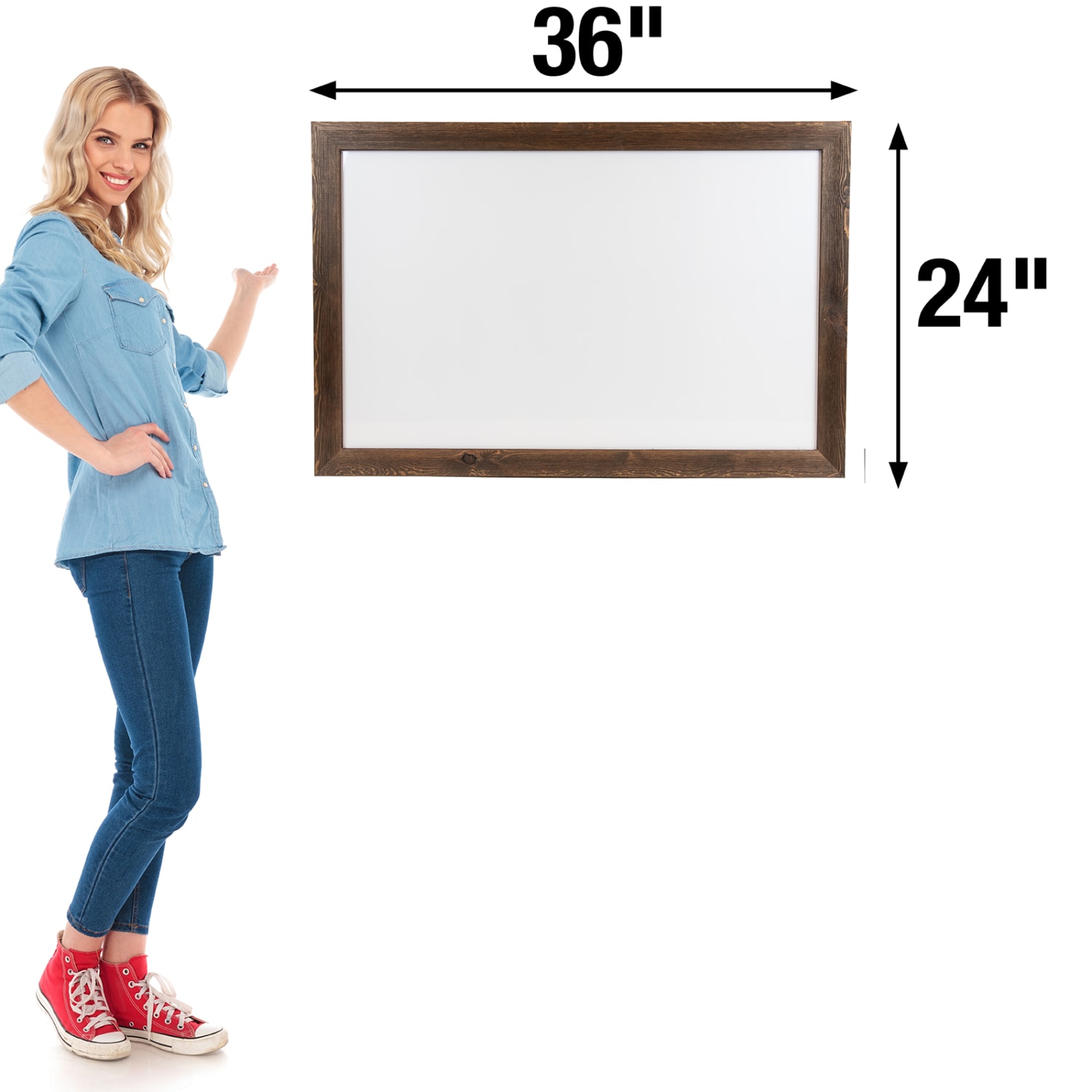 Excello Global Products Magnetic Dry-Erase Whiteboard, Steel, 24in x 36in, Brown Wood Frame - Image 5