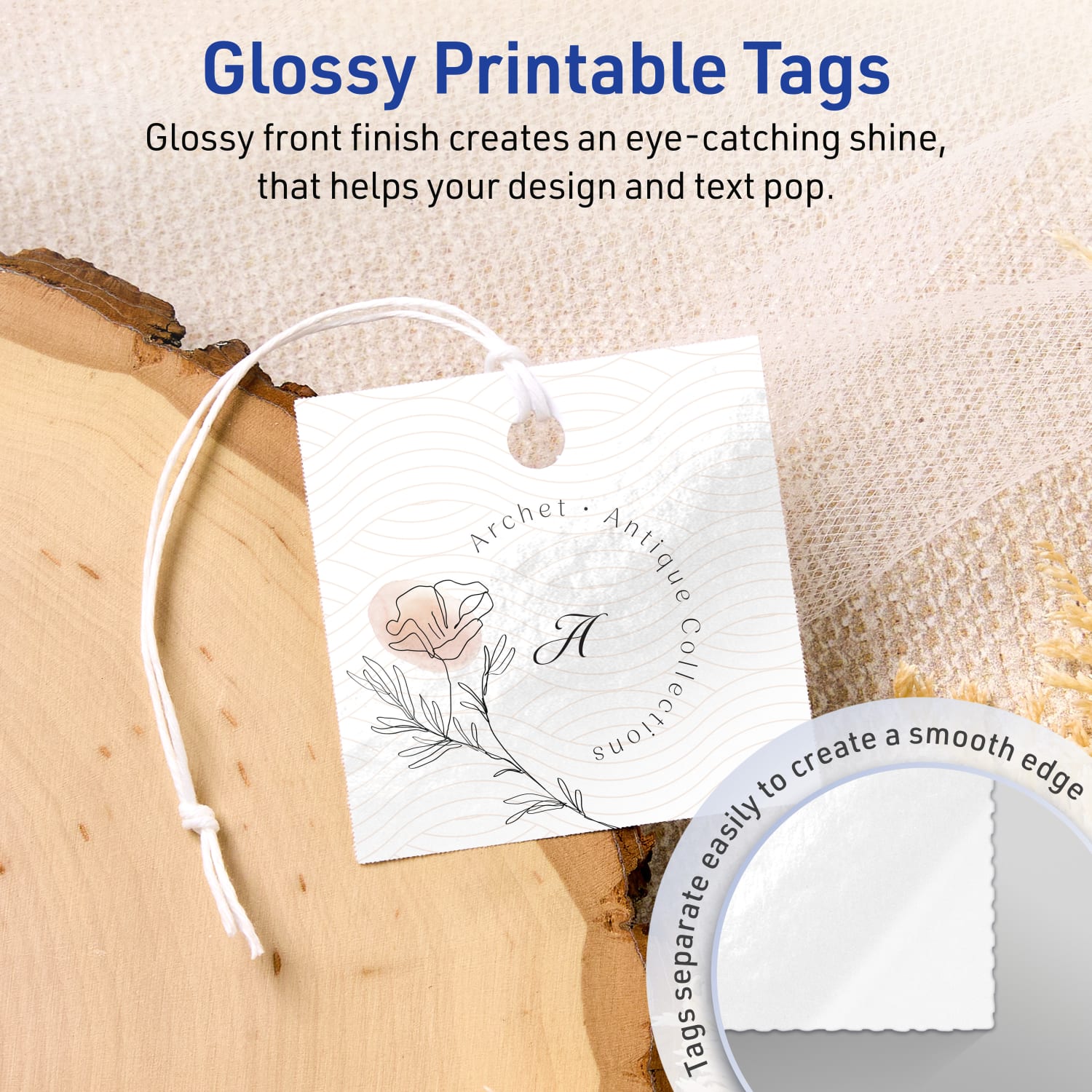 Avery Printable Tags With Sure Feed Technology, Print-To-The-Edge, 2inx2in, Glossy White, Pack Of 120 - Image 3