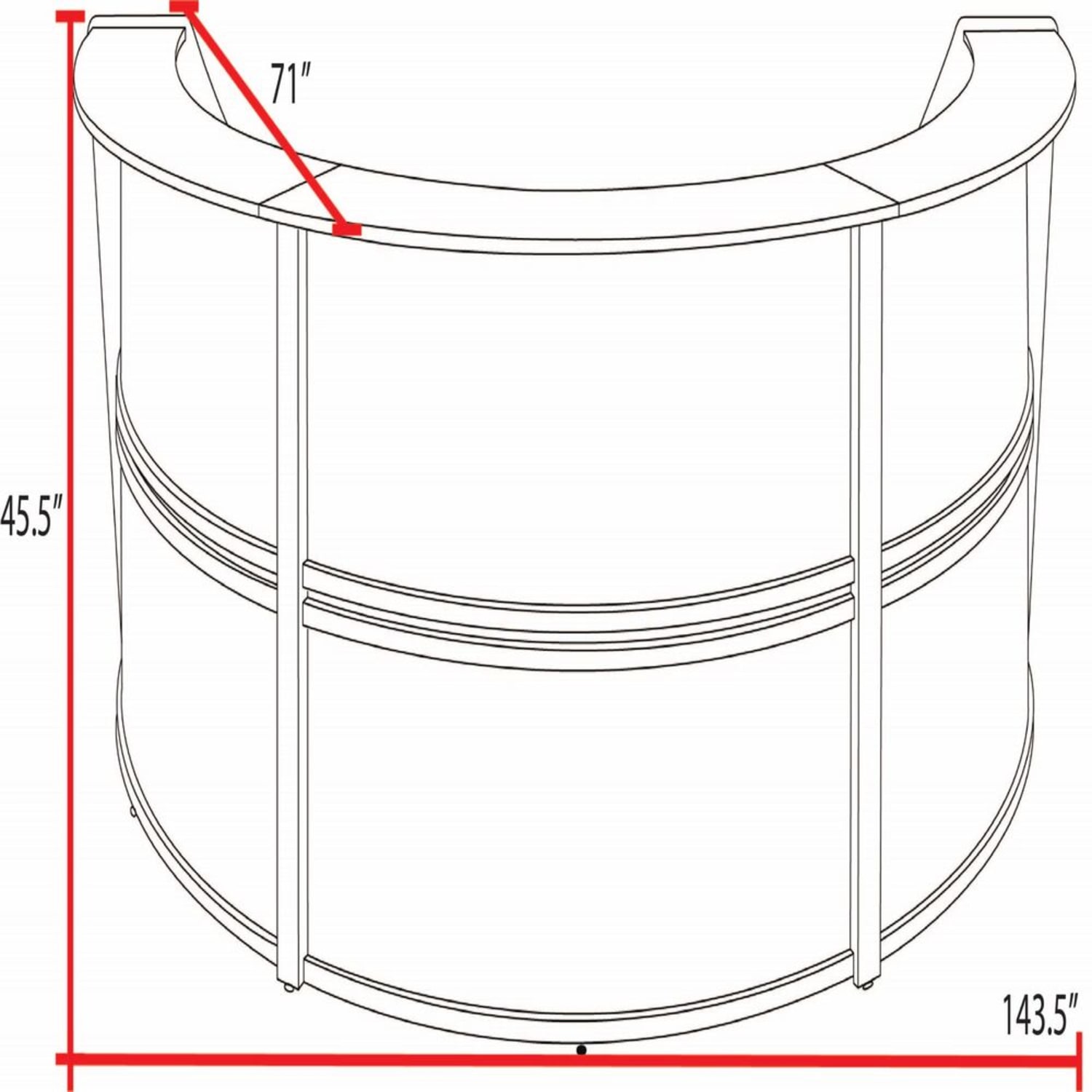 Regency Marque 144inW 3-Unit Curved Reception Desk Workstation, Gray - Image 4