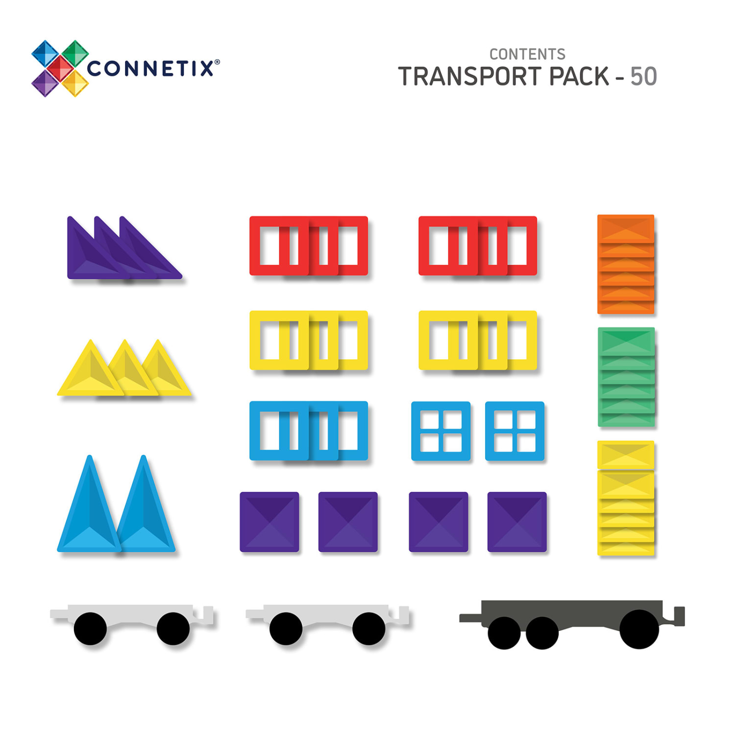 Connetix Magnetic Tiles Rainbow Transport Pack, 50 Pieces - Image 3