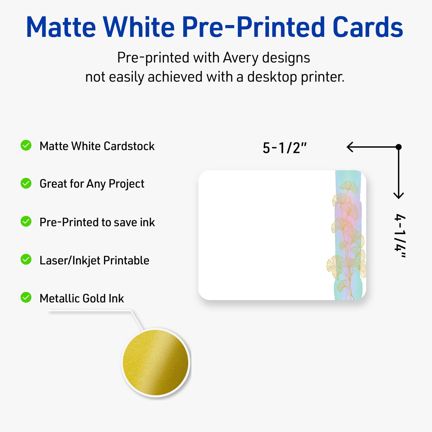 Avery Printable Postcards With Sure Feed Technology, 4-1/4in x 5-1/2in, Matte White With Floral Design, Pack Of 20 - Image 4