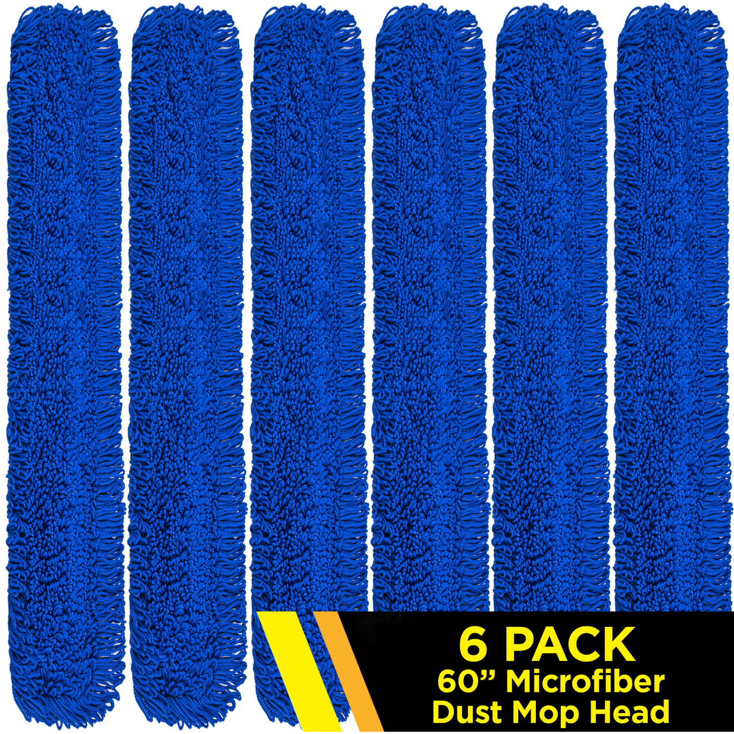 Gritt Commercial Microfiber Looped Dust Mop Pad Head, 60in, Blue, Pack Of 6 Pad Heads - Image 3