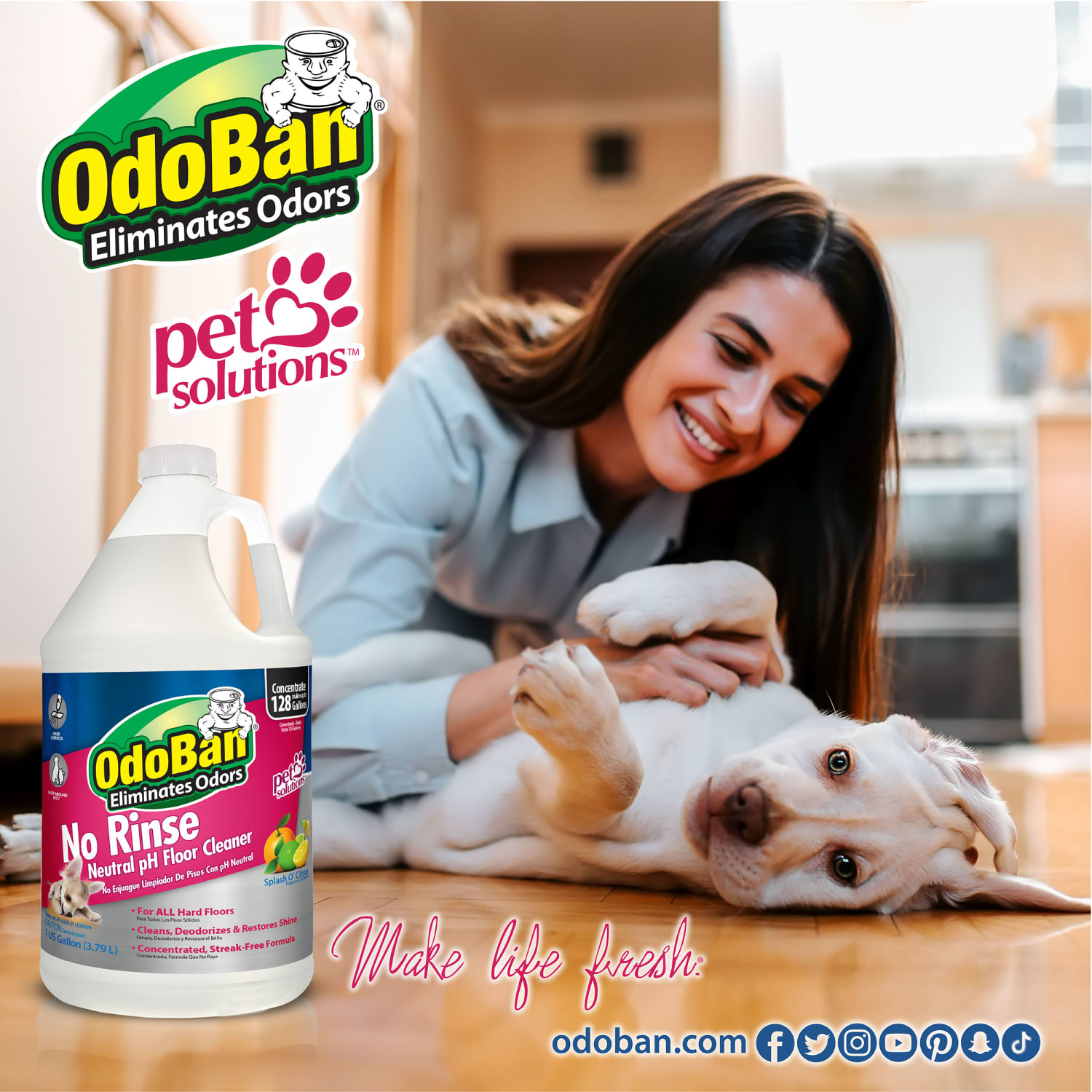 OdoBan Pet Solutions No-Rinse Neutral pH Floor Cleaner Concentrate, 1 Gallon, Pack Of 3 Jugs - Image 6
