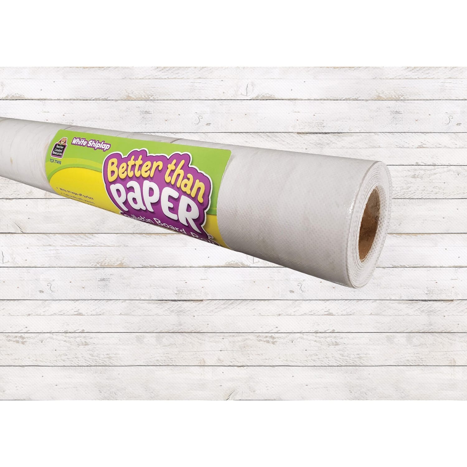 Teacher Created Resources Bulletin Board Roll - Bulletin Board, Poster, Student - 12 ft Height x 48in Width - White Shiplap - Fabric - 1 Roll