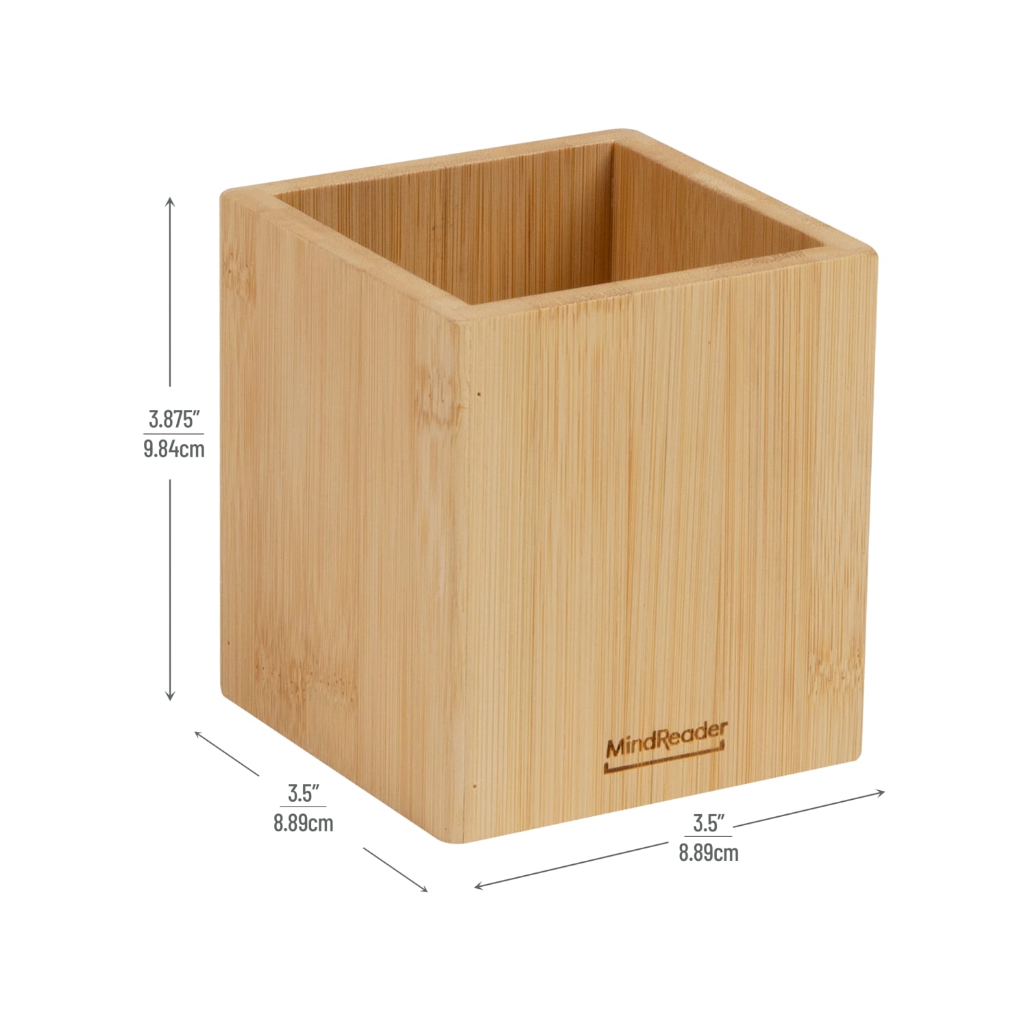 Mind Reader Pen Cup, Desktop Organization, Bamboo, 3-1/2inL x 3-1/2inW x 3-22/25inH, Brown - Image 4