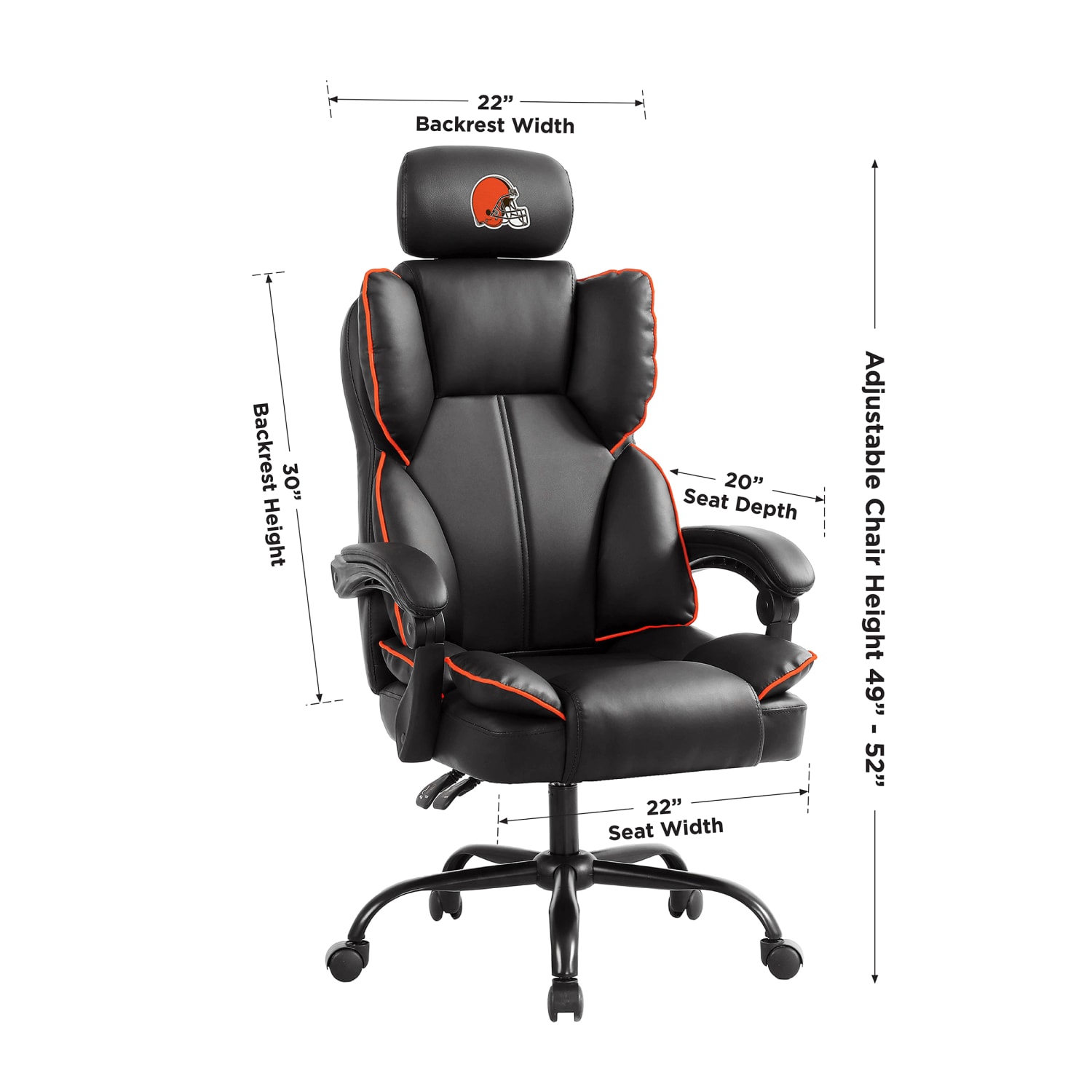 Imperial NFL Champ Ergonomic Faux Leather Computer Gaming Chair Cleveland Browns PopularChairscom