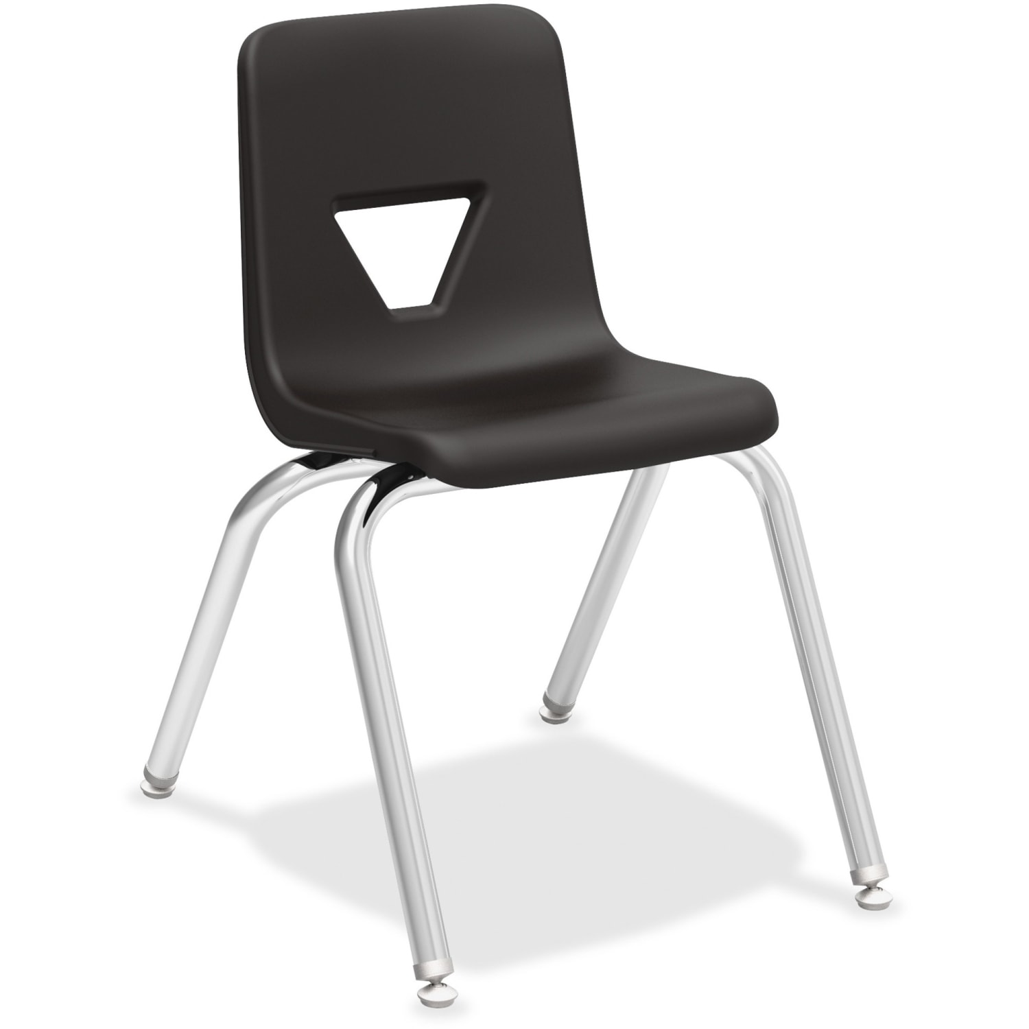 Lorell Classroom Student Plastic Seat, Plastic Back Stacking Chair, 15 7/8in Seat Width, Black Seat/Silver Frame, Quantity: 4 - Image 9