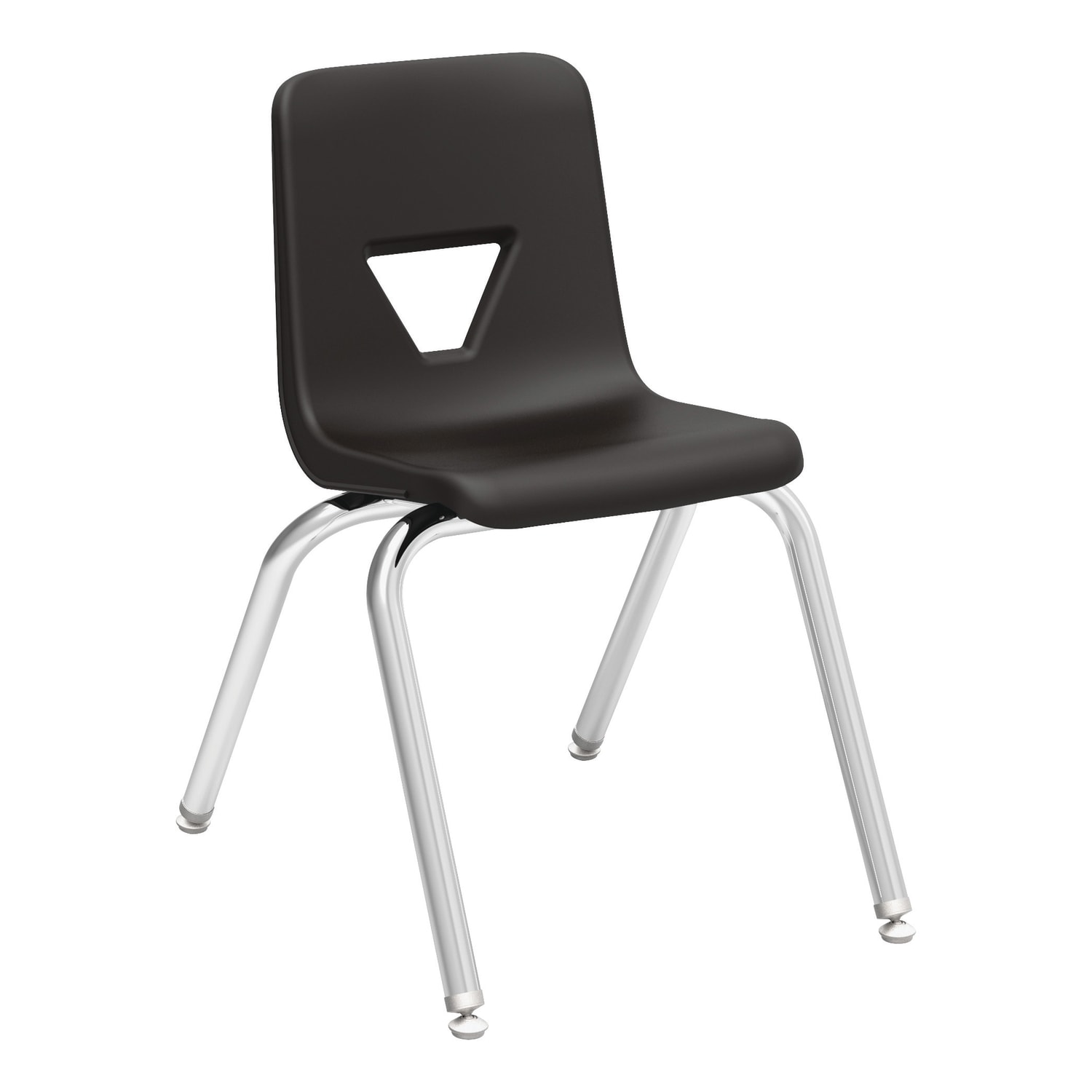 Lorell Classroom Student Plastic Seat Plastic Back Stacking Chair 15 78in Seat Width Black SeatSilver Frame Quantity 4 PopularChairscom