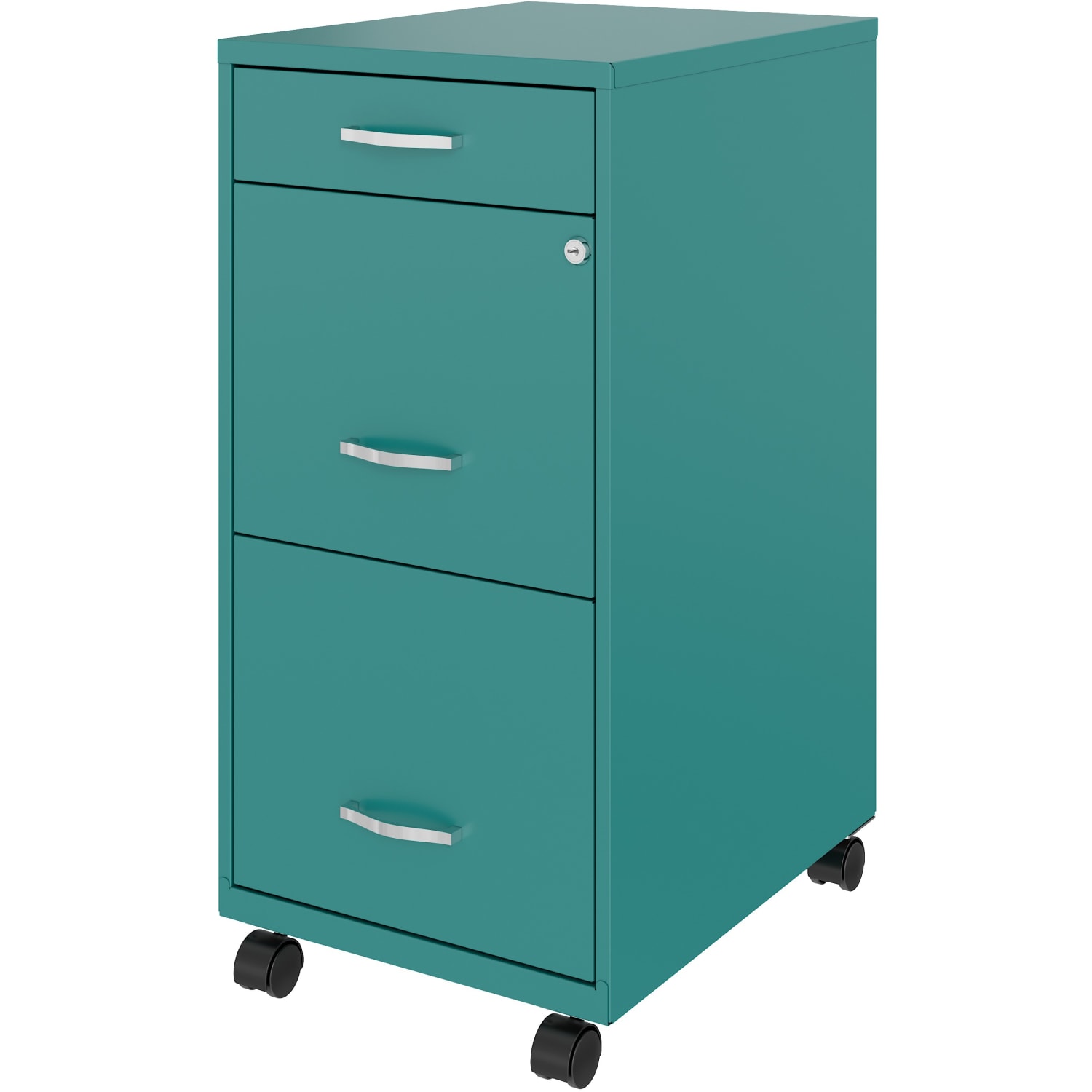 Realspace SOHO Organizer 18inD Vertical 3-Drawer Mobile File Cabinet, Teal - Image 3