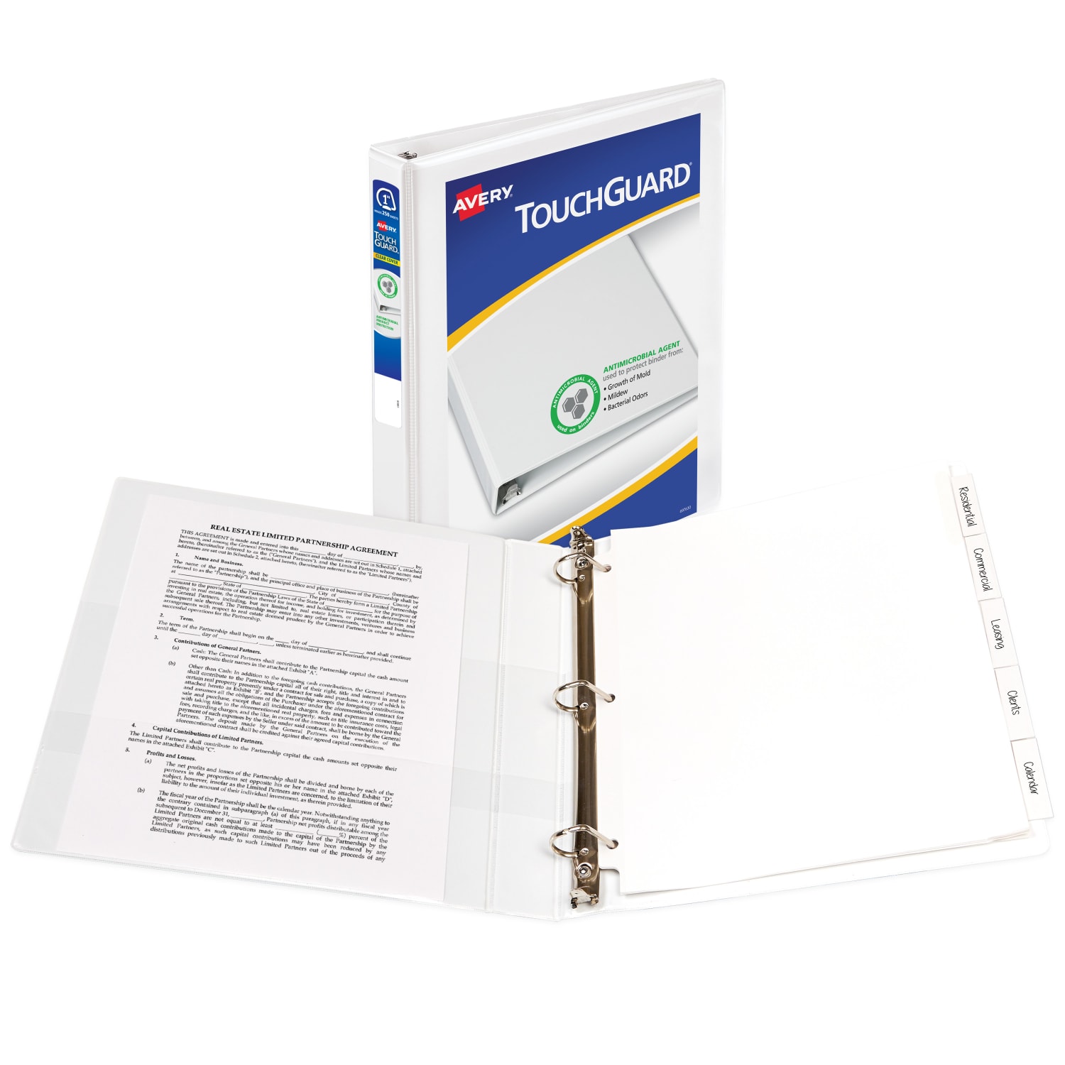 Avery TouchGuard Protection View 3 Ring Binder, 1in Slant Rings, White With Clear View Cover, 1 Binder - Image 3