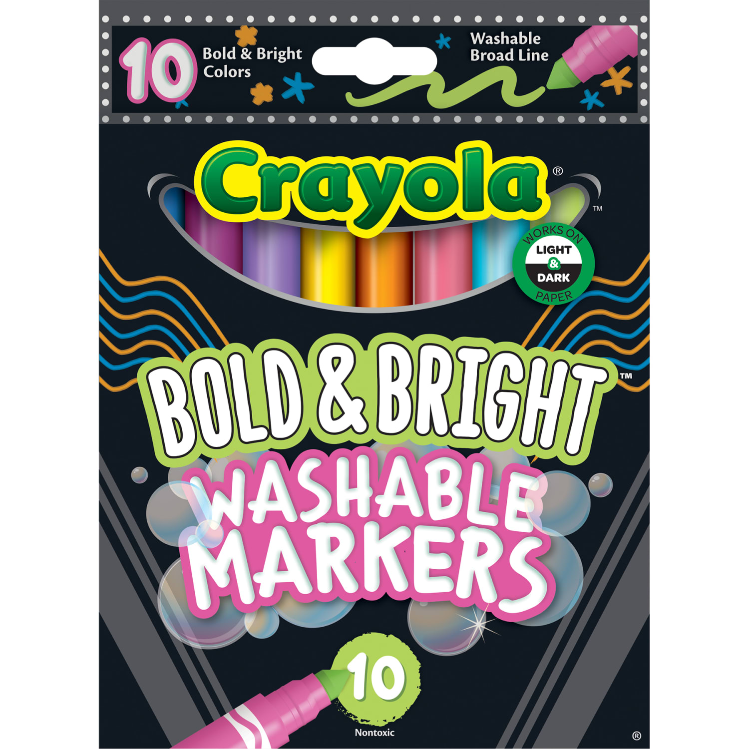 Crayola Washable Markers, Broad Line, Bold & Bright, Pack Of 10 Markers, Set Of 3 Packs - Image 3