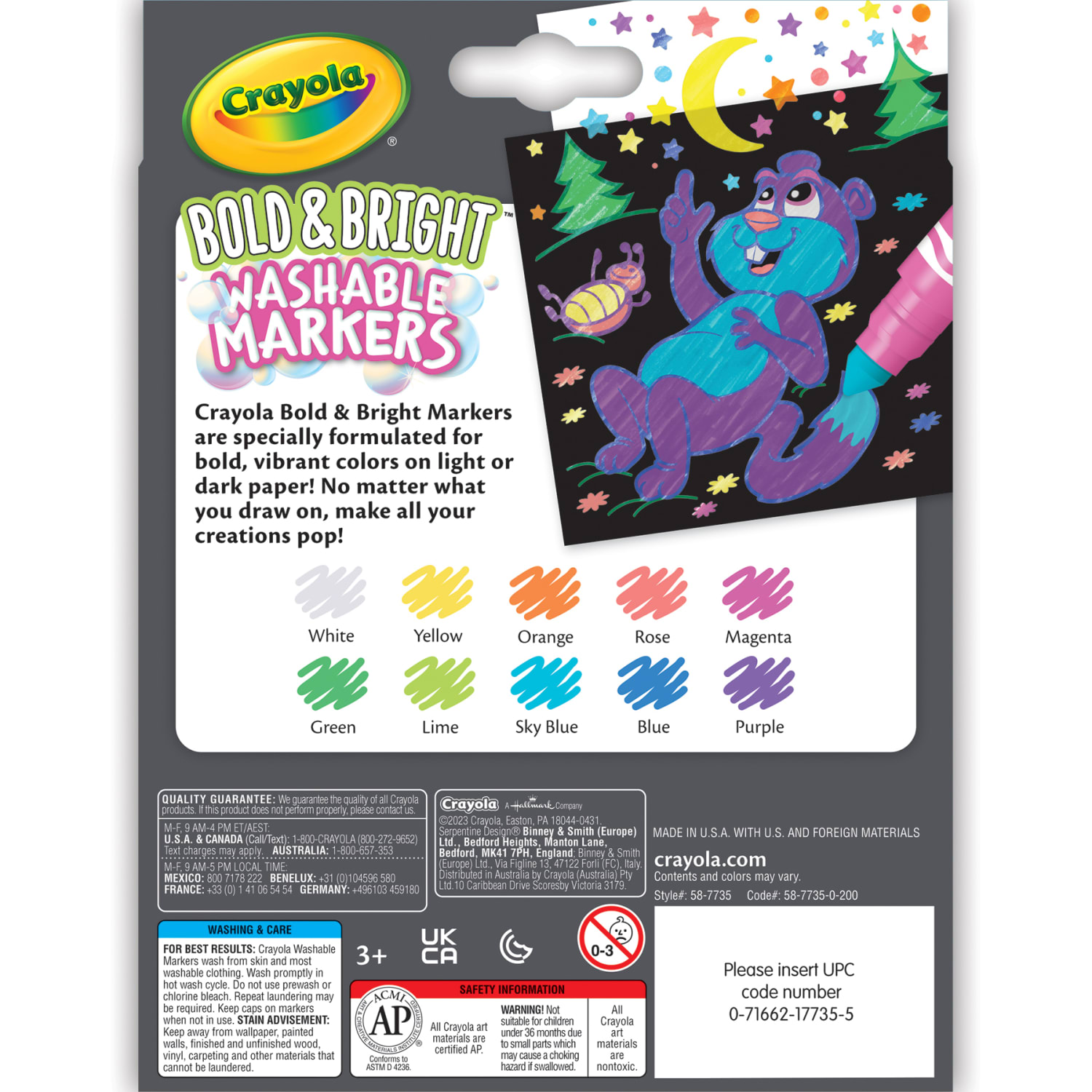 Crayola Washable Markers, Broad Line, Bold & Bright, Pack Of 10 Markers, Set Of 3 Packs - Image 4