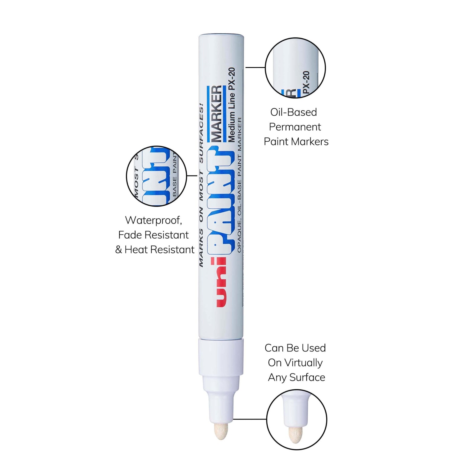 Sanford Uni-Paint PX-20 Permanent Marker, Bullet Point, White - Image 6