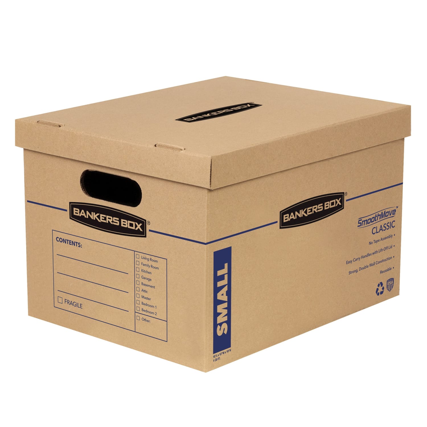 Bankers Box SmoothMove Classic Moving Boxes, 15in x 12in x 10in, Kraft, Pack Of 5