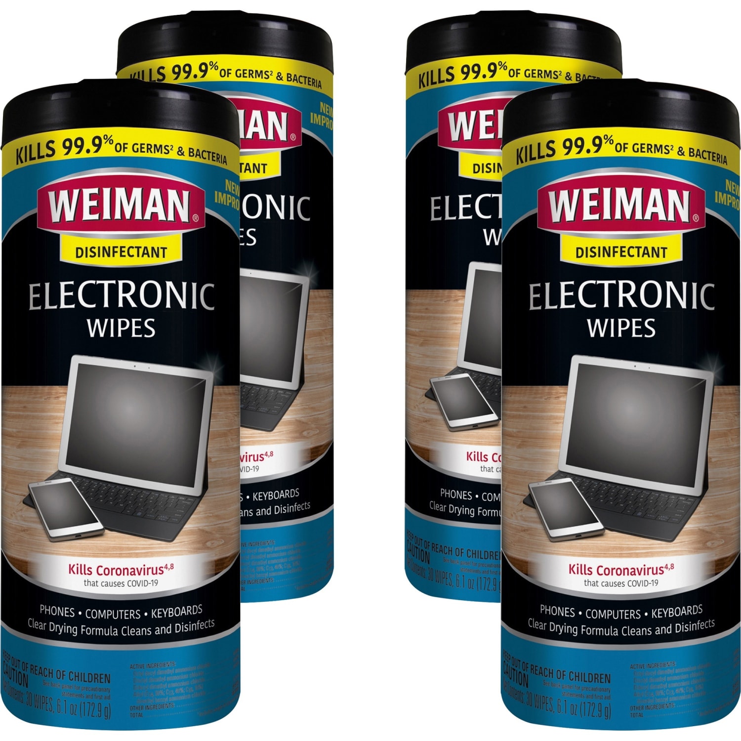 Weiman E-Tronic Wipes - For TV, Keyboard, Monitor, Notebook, Smartphone, Tablet, Electronics, Plasma Display, LCD - 93ACT