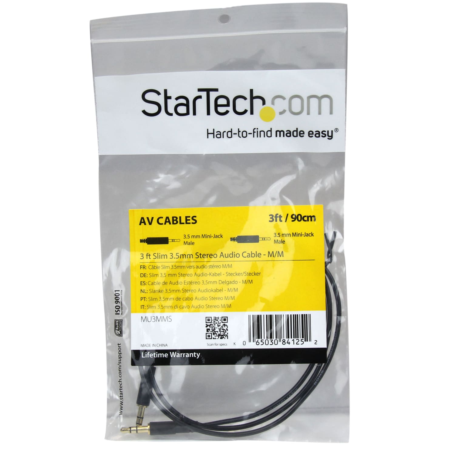 StarTech.com 3 ft Slim 3.5mm Stereo Audio Cable - M/M - Easily connect an iPod or other MP3 player to a car stereo - Image 4