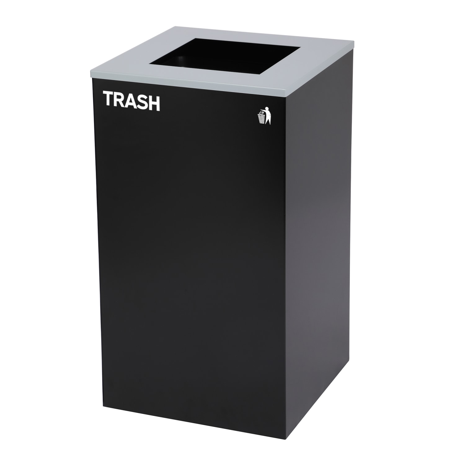 Alpine Industries Stainless-Steel Open Top Mixed Recycling And Trash Can Set With Square And Mixed Lids, 29 Gallons, 30inH x 16-15/16inW x 16-15/16inD, Black/Blue, Set Of 2 Trash Cans - Image 3