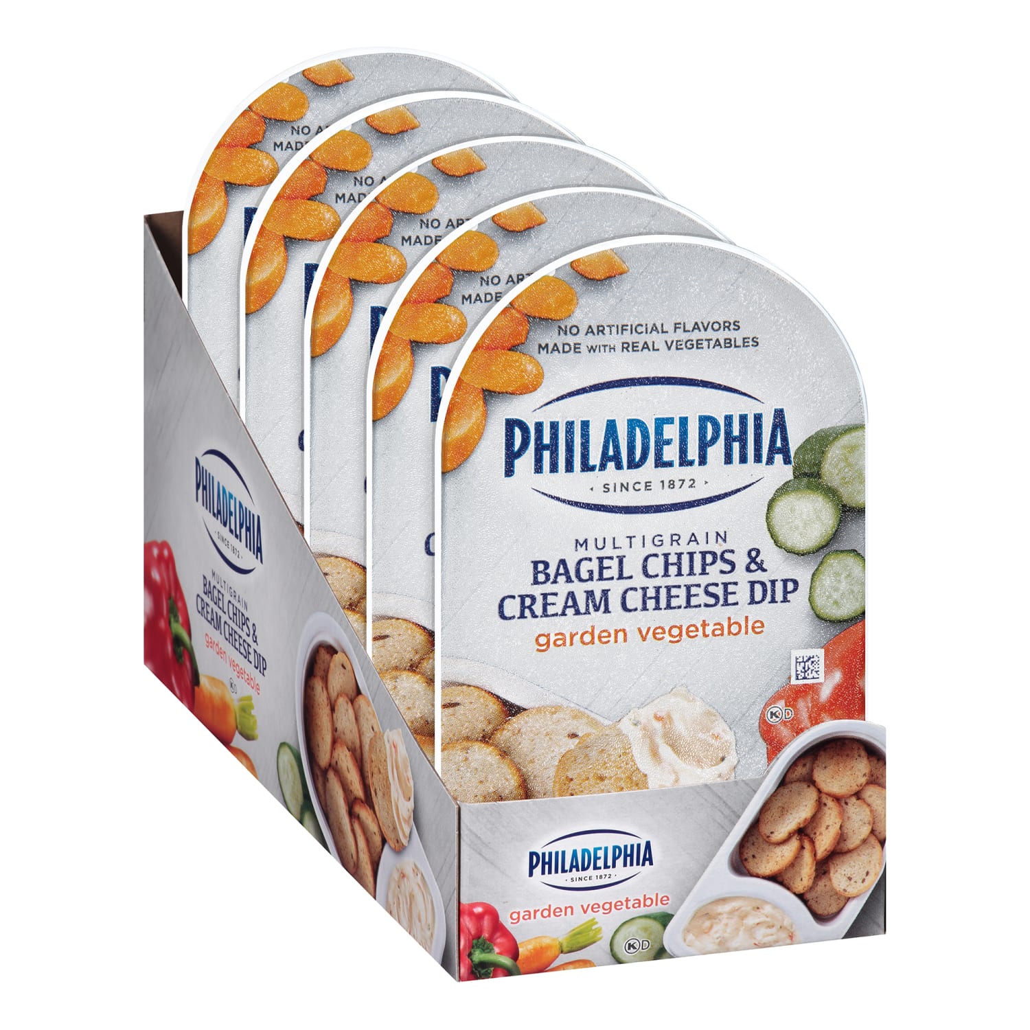 Philadelphia Multigrain Bagel Chips And Garden Vegetable Cream Cheese Trays, 2.5 Oz, Pack Of 5 Trays - Image 4