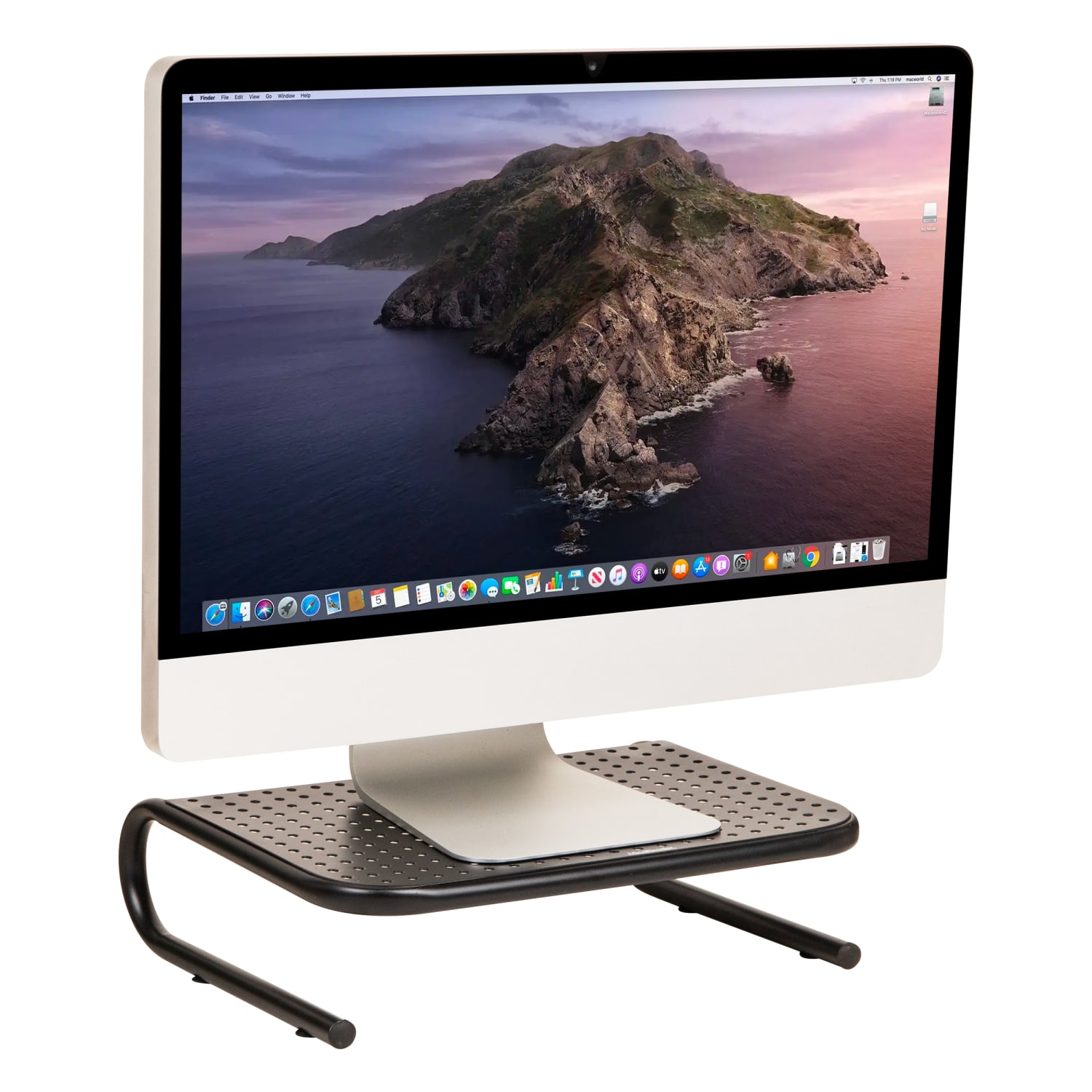 Mind Reader Metal Monitor Stand Ventilated Laptop Riser Desktop Organizer, 4-1/4inH x 11-1/4inW x 14-1/2inD, Black