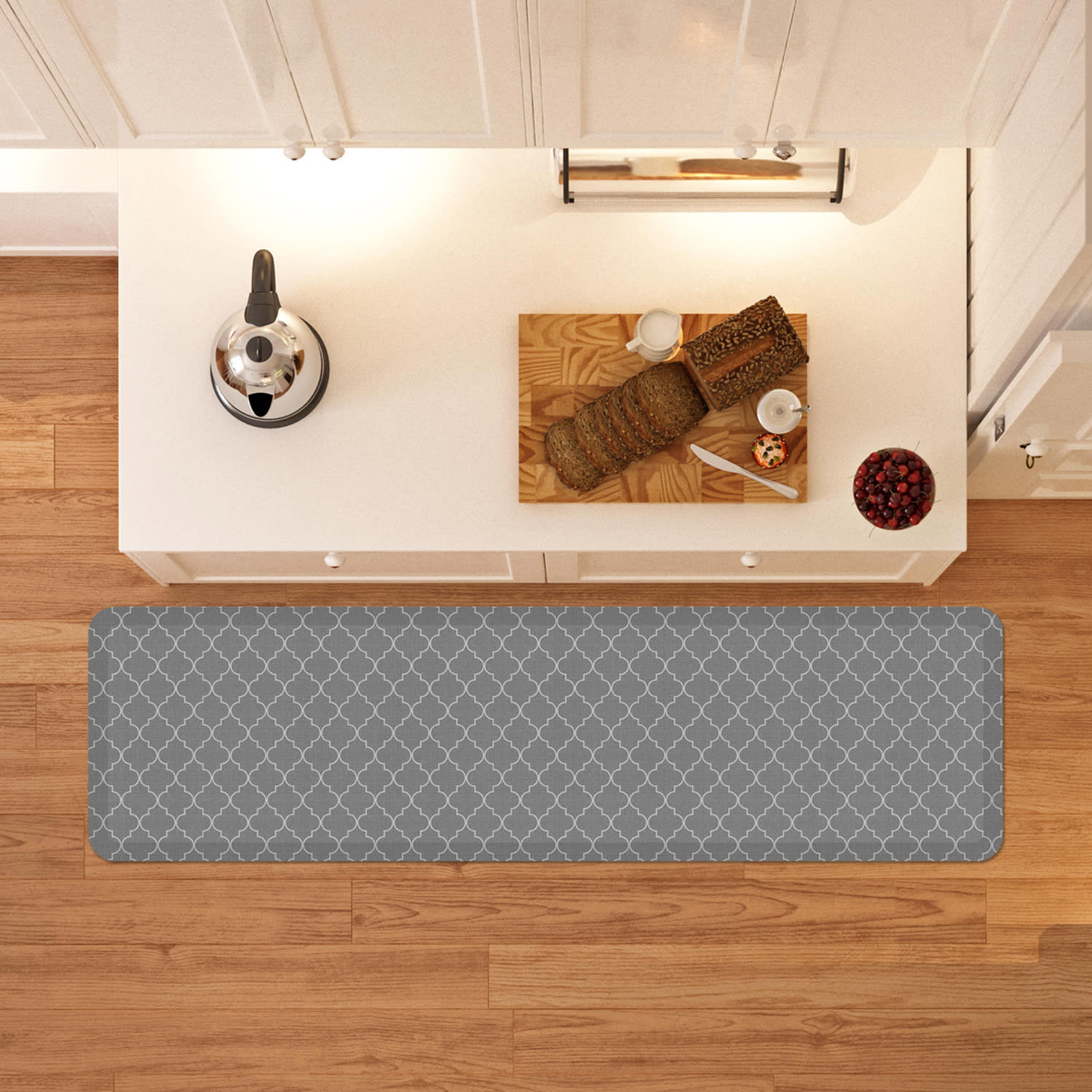 GelPro Designer Comfort Polyurethane Anti-Fatigue Floor Mat For Hard Flooring, 20in x 72in, Trellis Gray - Image 3