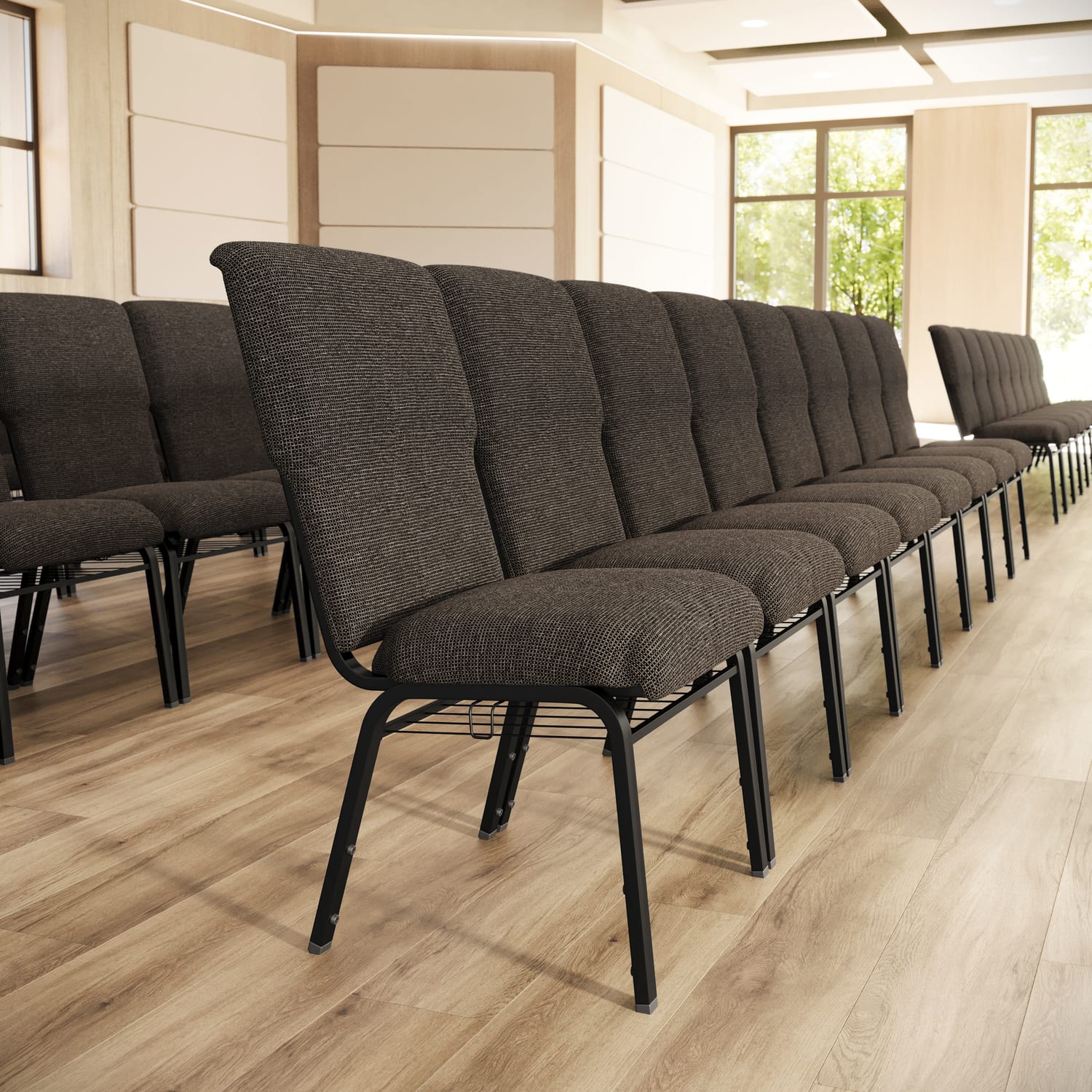 Flash Furniture Advantage Discount Church Chair, Fossil/Black - Image 3