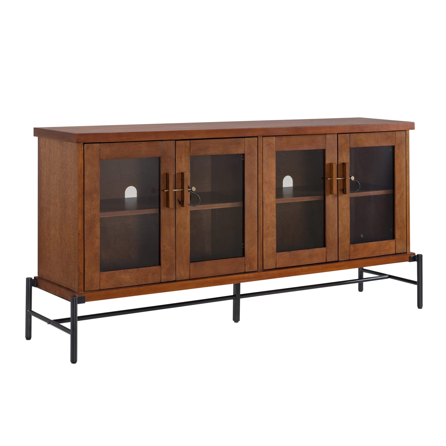 SEI Furniture Chalford TV Console Table, 29inH x 60inW x 15-1/4inD, Whiskey Maple/Aged Black - Image 3