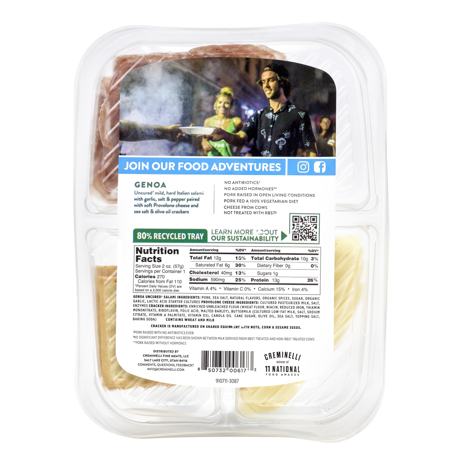 Creminelli Genoa, Provolone Cheese And Crackers Packs, 2 Oz, Set Of 4 Packs - Image 3