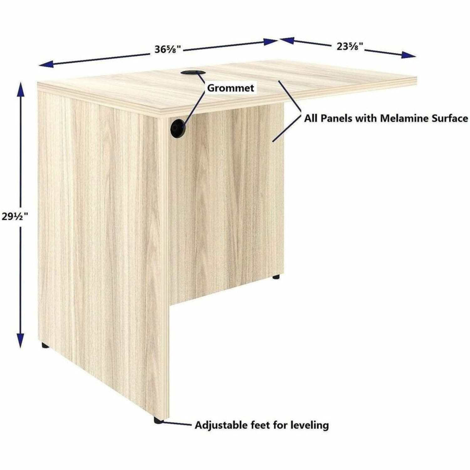 Lorell Essentials Rectangular Return Shell, Rectangle, 29.5inH x 35inW x 24inD, 1in Thick Top, Modern Elm - Image 5