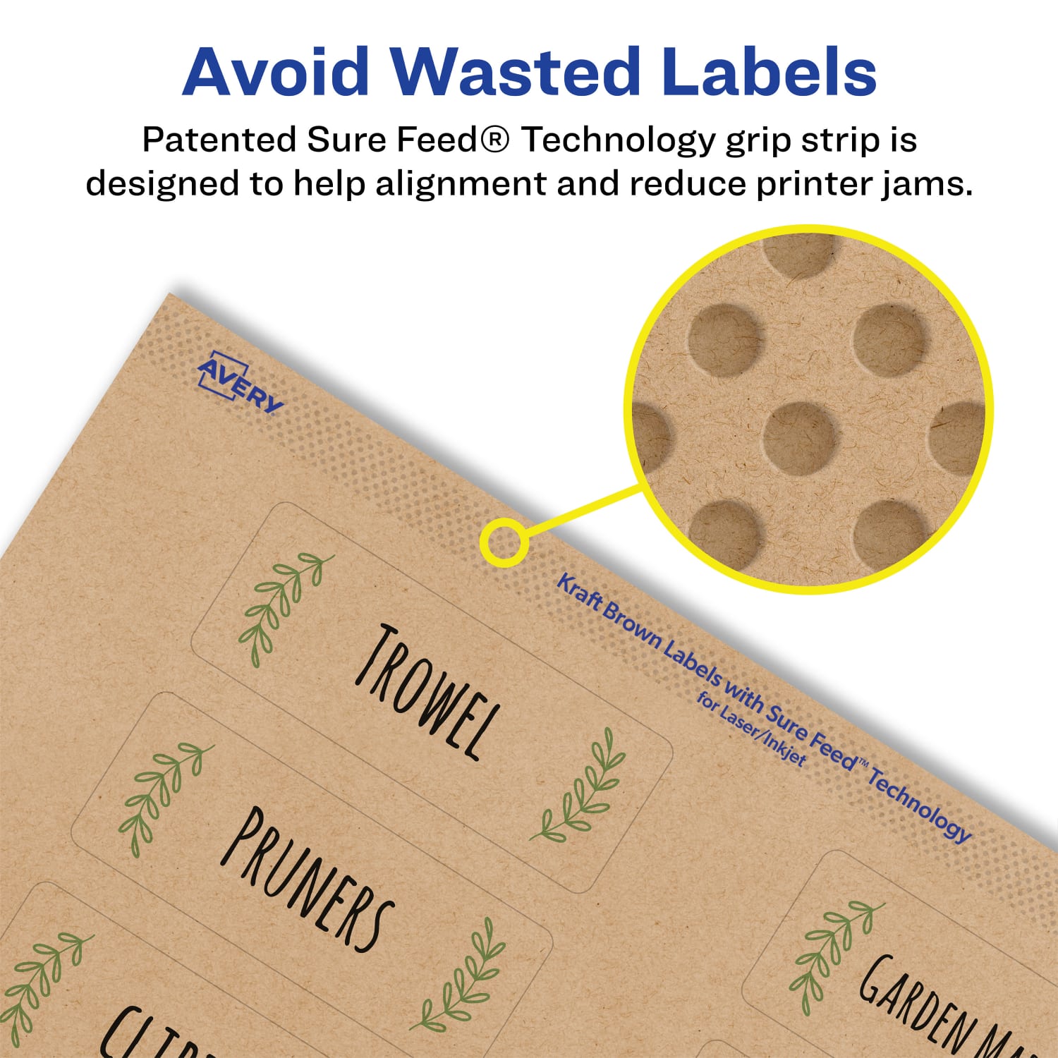 Avery Kraft Permanent Labels With Sure Feed, 94228-KMP100, Rectangle, 1-1/4in x 3-3/4in, Brown, Pack Of 1,200 - Image 5