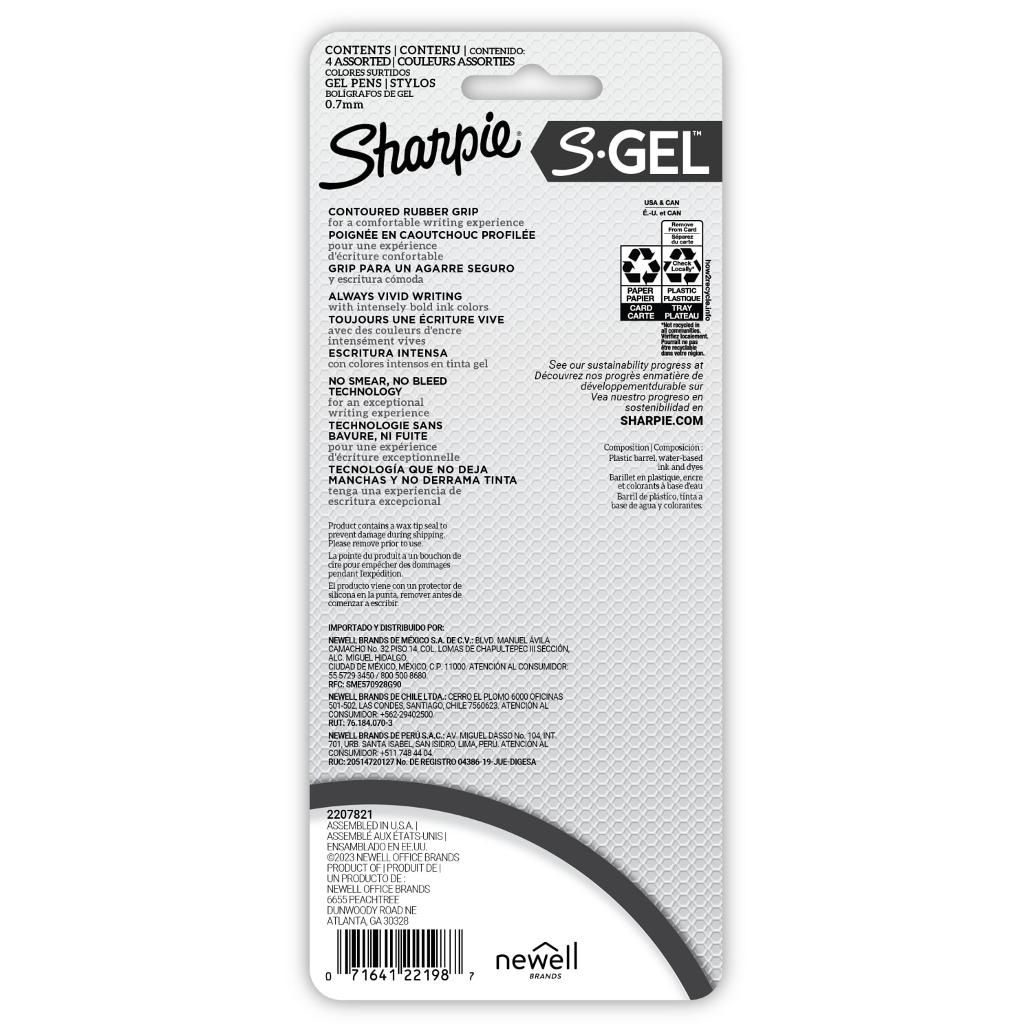 Sharpie S-Gel Retractable Gel Pens, Medium Point, 0.7mm  White Barrels, Assorted Jewel Inks, Pack Of 4 Pens - Image 3
