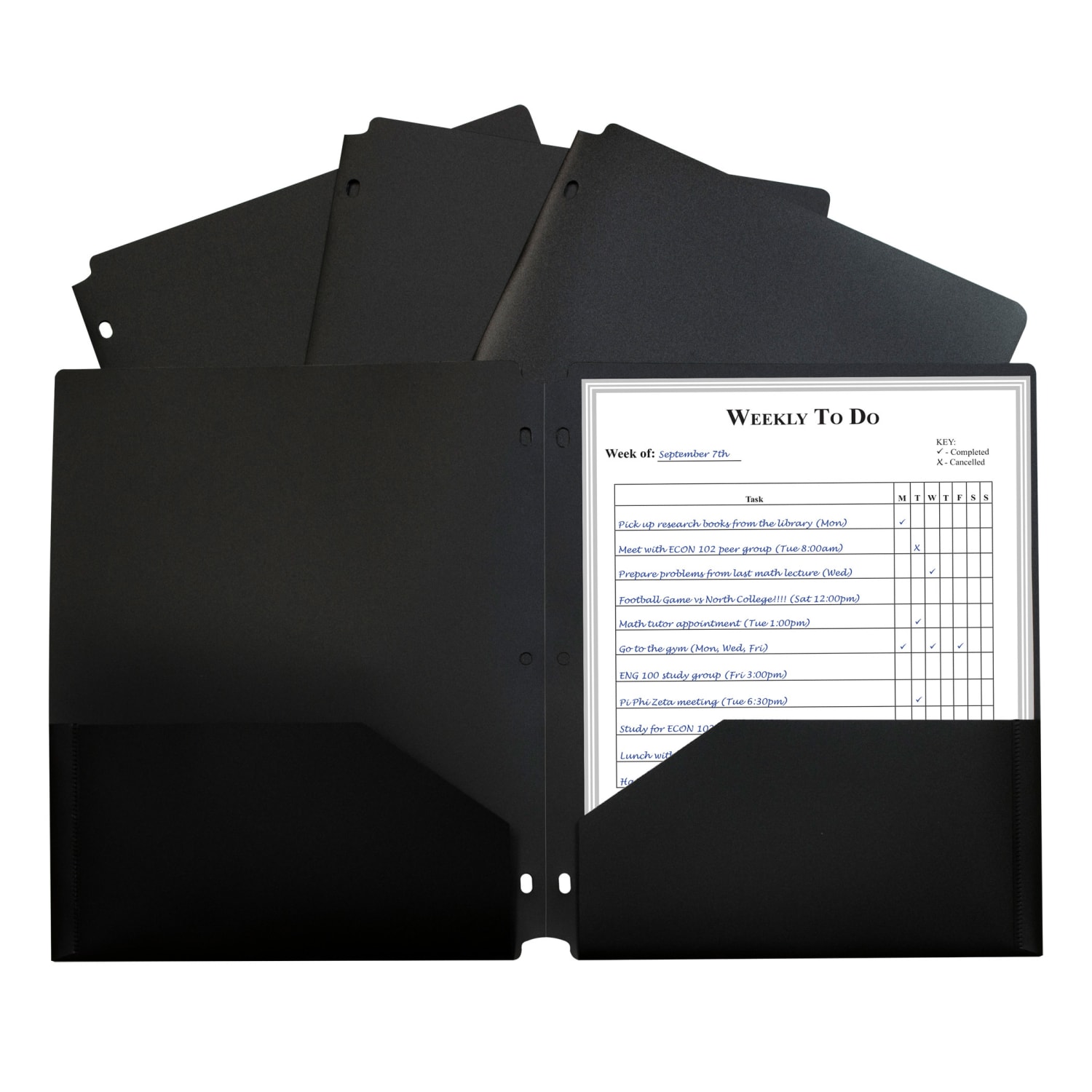 C-Line 2-Pocket Heavyweight Poly Portfolio Folders With 3-Hole Punch, 8-1/2in x 11in, Black, Pack Of 12 Folders - Image 3