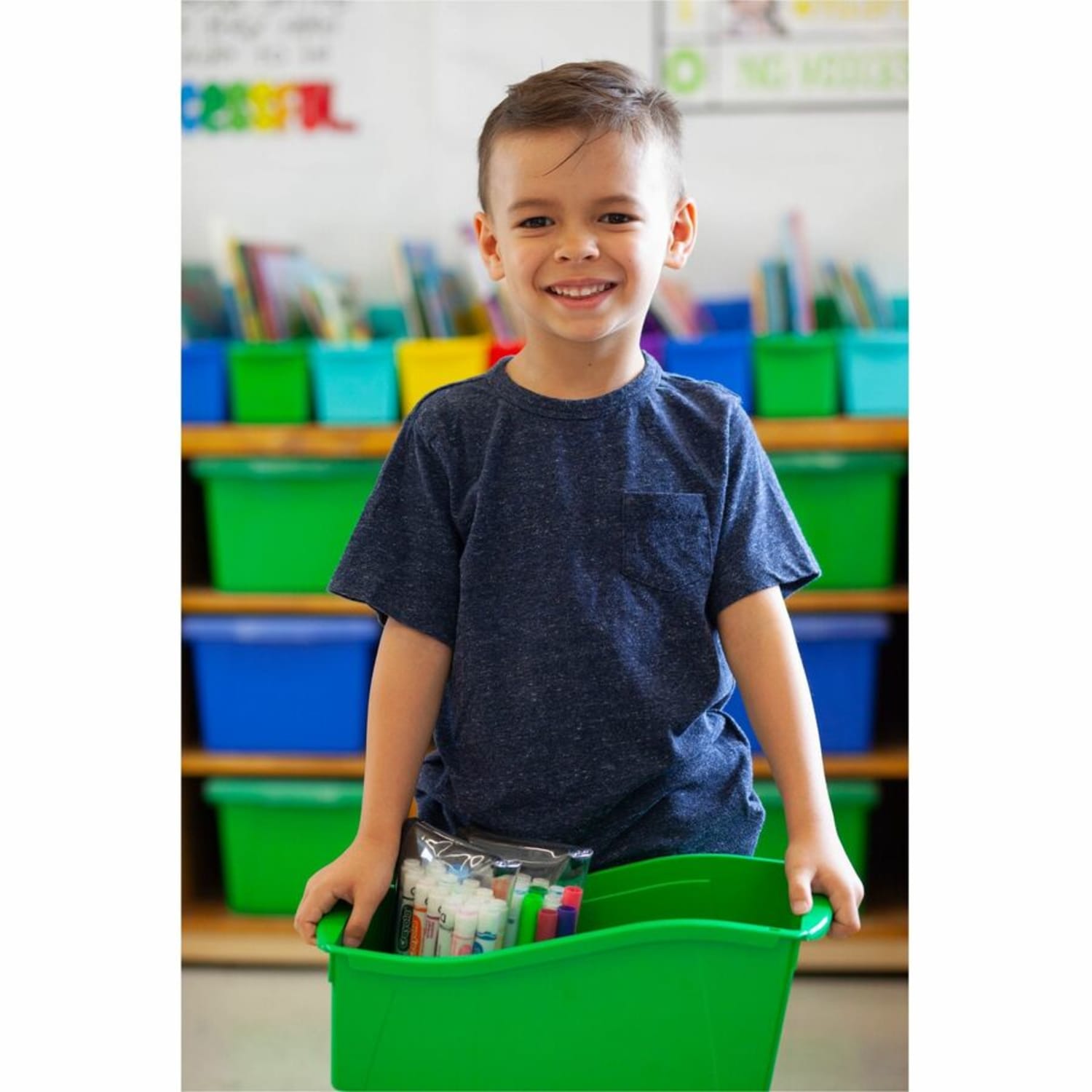 Storex Book Bin Set, Medium Size, Black, Carton Of 6 - Image 6