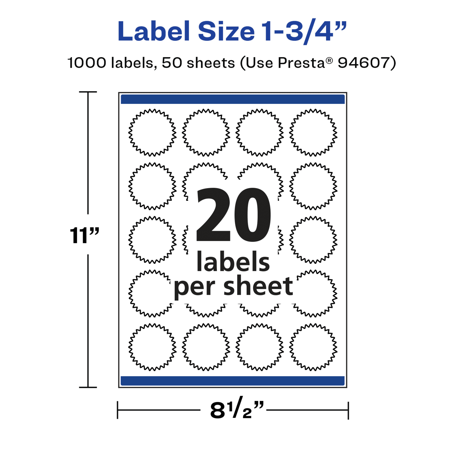 Avery Glossy Permanent Labels With Sure Feed, 94607-WGP50, Starburst, 1-3/4in, White, Pack Of 1,000 - Image 6