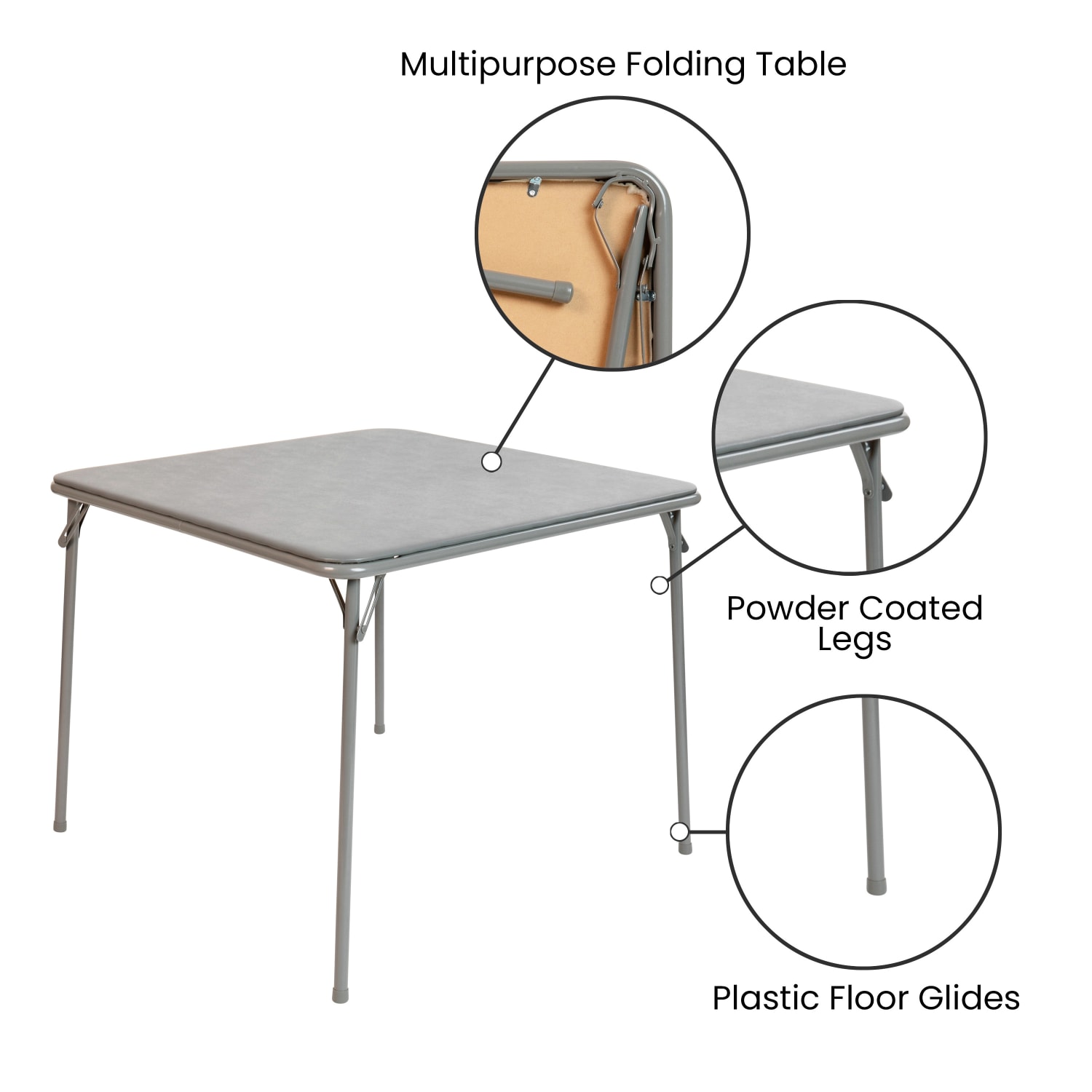 Flash Furniture Folding Card Table, 27-3/4inH x 33-1/2inW x 33-1/2inD, Gray - Image 6