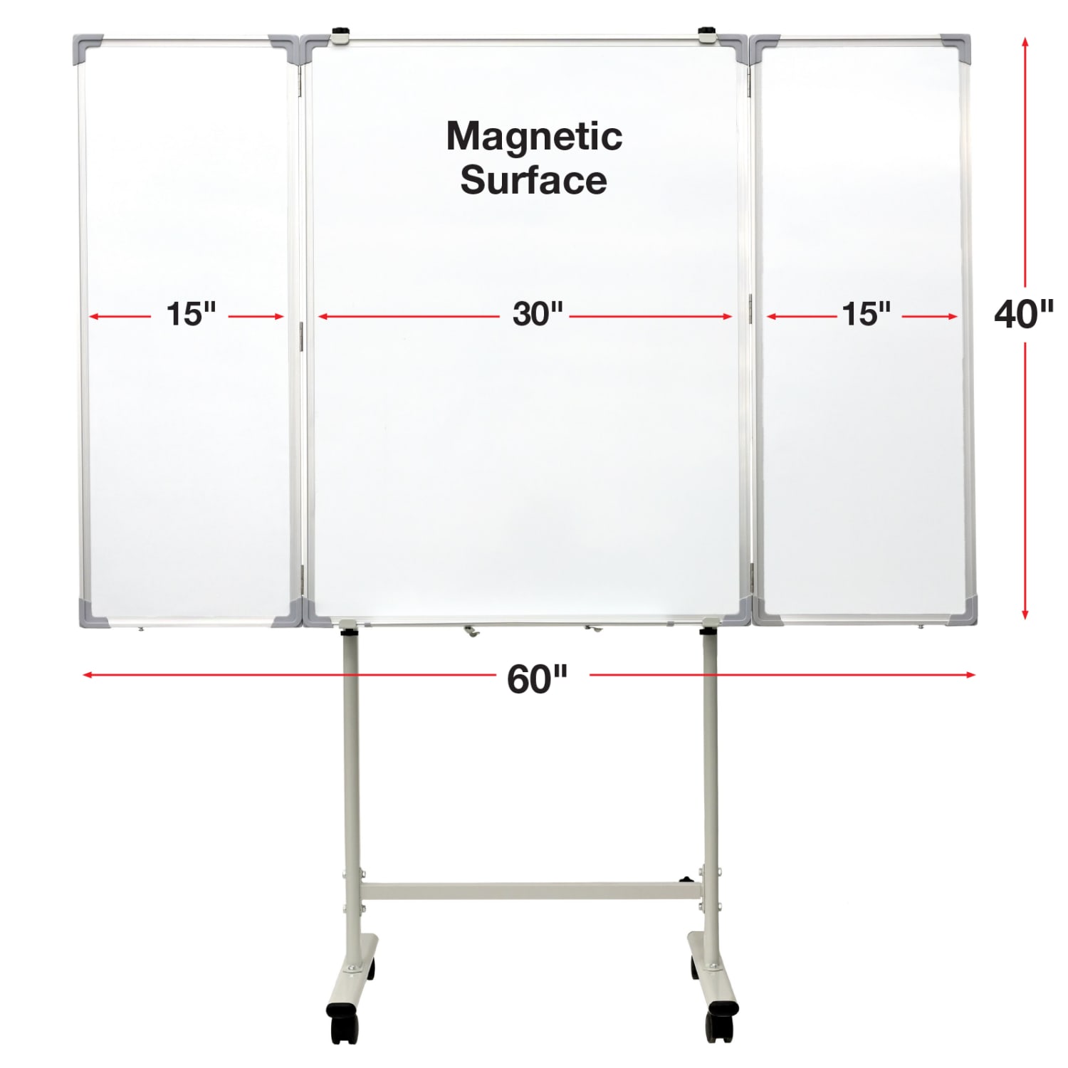 Excello Global Products Magnetic Dry-Erase Mobile Folding Whiteboard, 40in x 60in, Silver Aluminum Frame - Image 4