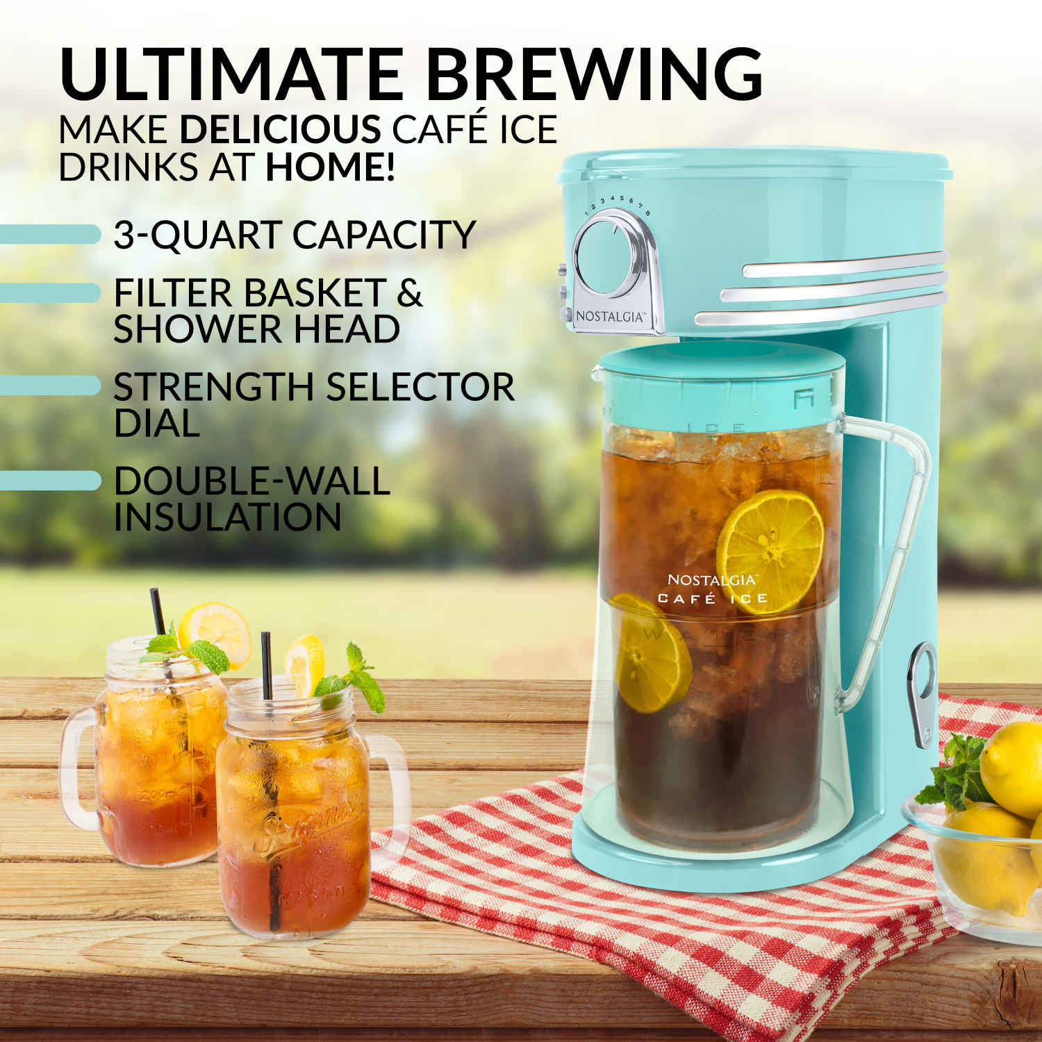 Nostalgia Electrics Ice Brew 12-Cup Tea And Coffee Maker, Aqua - Image 3
