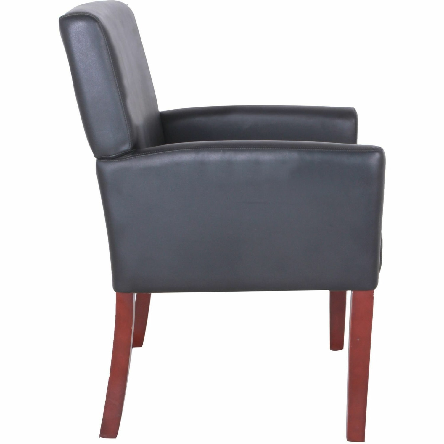 Lorell Bonded Leather Guest Chair With Full Sided Arms BlackMahogany PopularChairscom