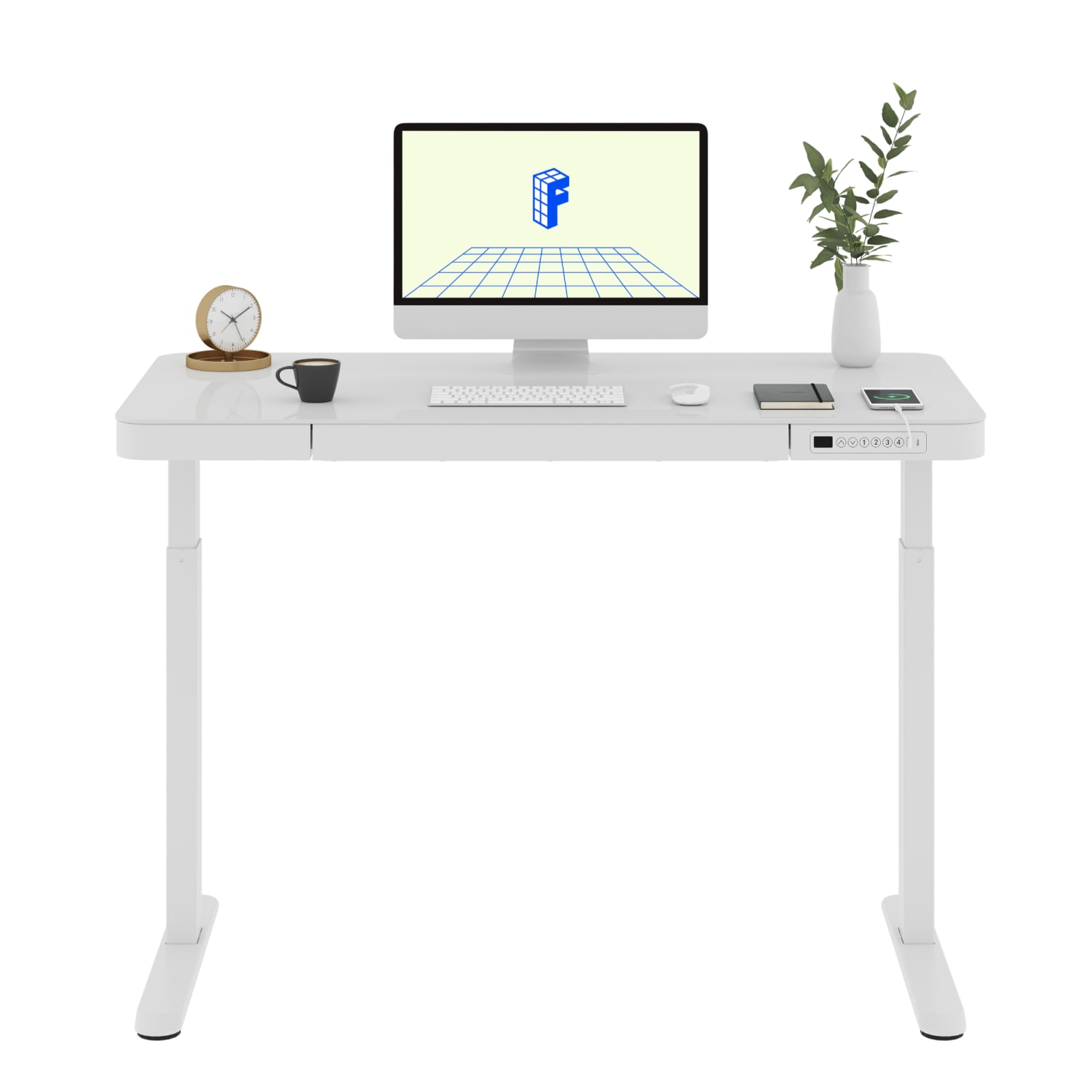 Flexispot EG9 48inW Electric Adjustable Height Standing Desk, White - Image 3