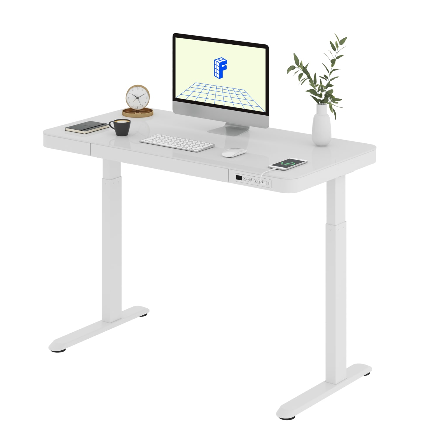 Flexispot EG9 48inW Electric Adjustable Height Standing Desk, White - Image 4