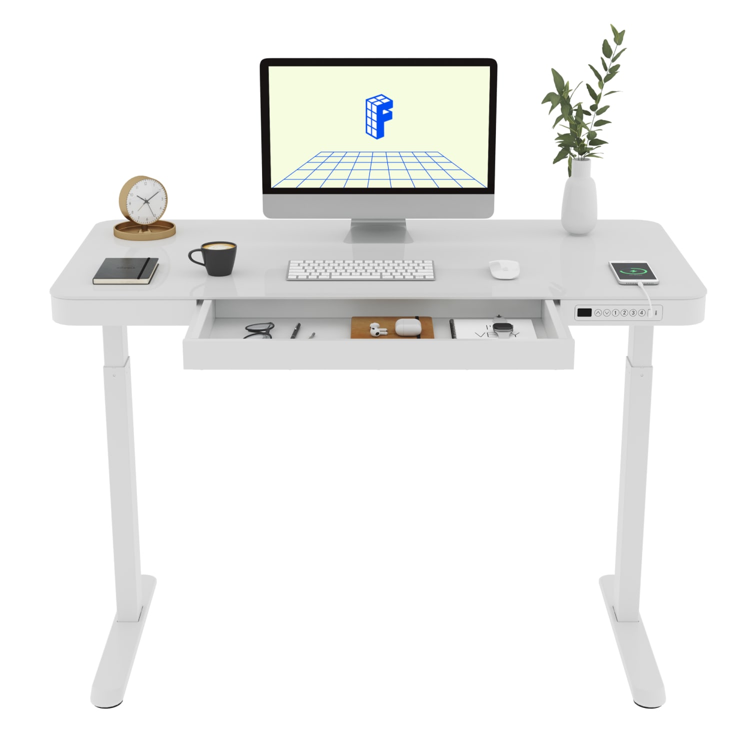 Flexispot EG9 48inW Electric Adjustable Height Standing Desk, White - Image 5